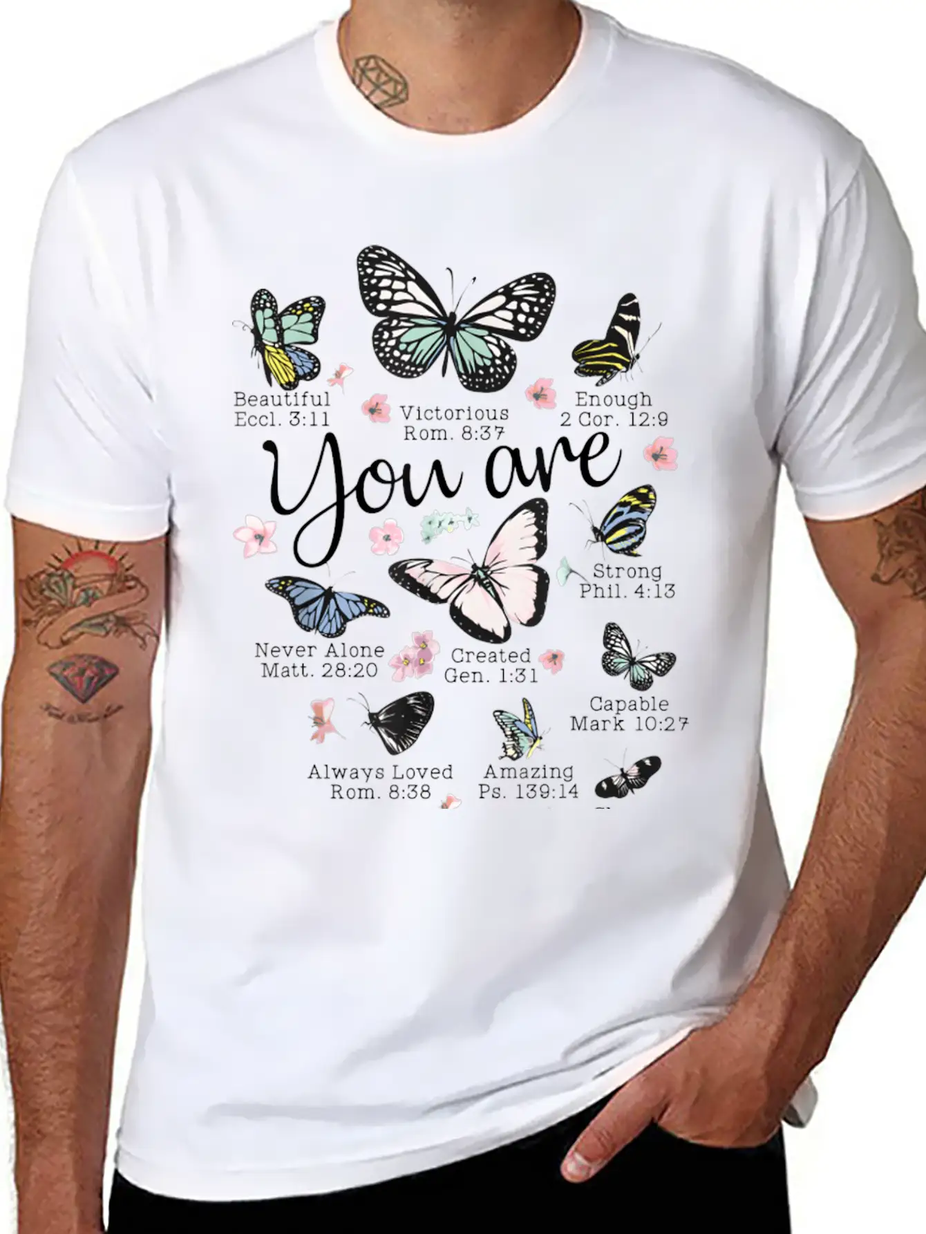 Beautiful Butterfly Bible Verse Religious Basic Graphic T-Shirt – Daily Comfort In Soft Cotton