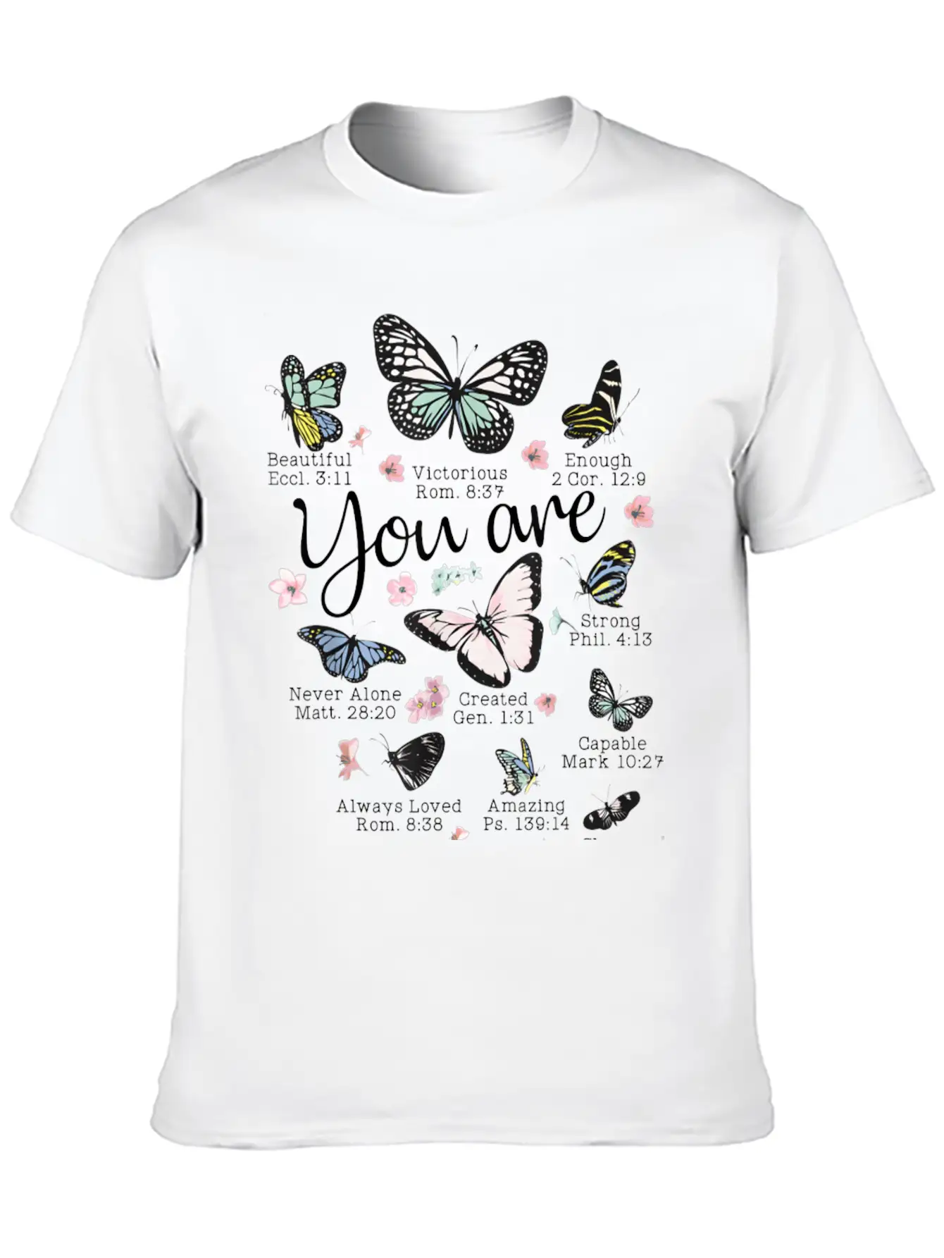 Beautiful Butterfly Bible Verse Religious Basic Graphic T-Shirt – Daily Comfort In Soft Cotton