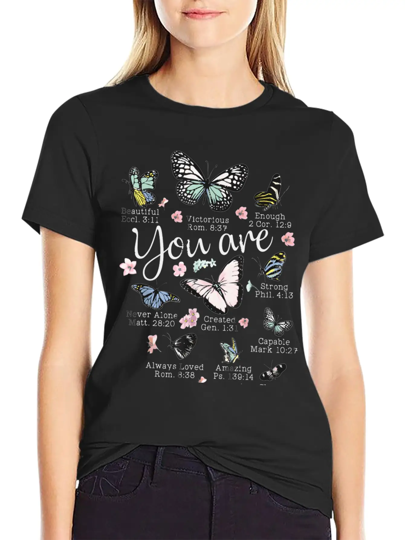 Beautiful Butterfly Bible Verse Religious Basic Graphic T-Shirt – Daily Comfort In Soft Cotton