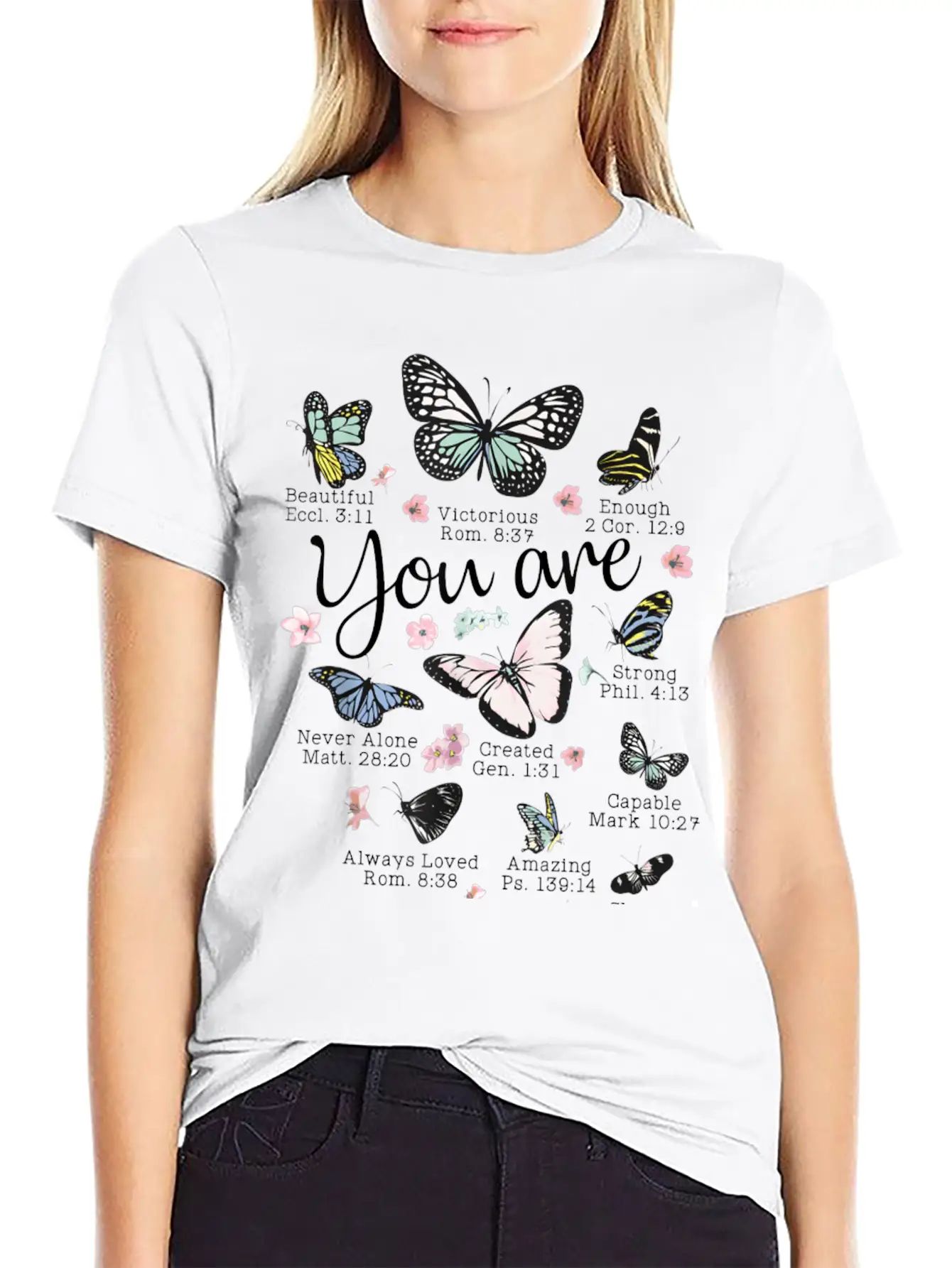 Beautiful Butterfly Bible Verse Religious Basic Graphic T-Shirt – Daily Comfort In Soft Cotton