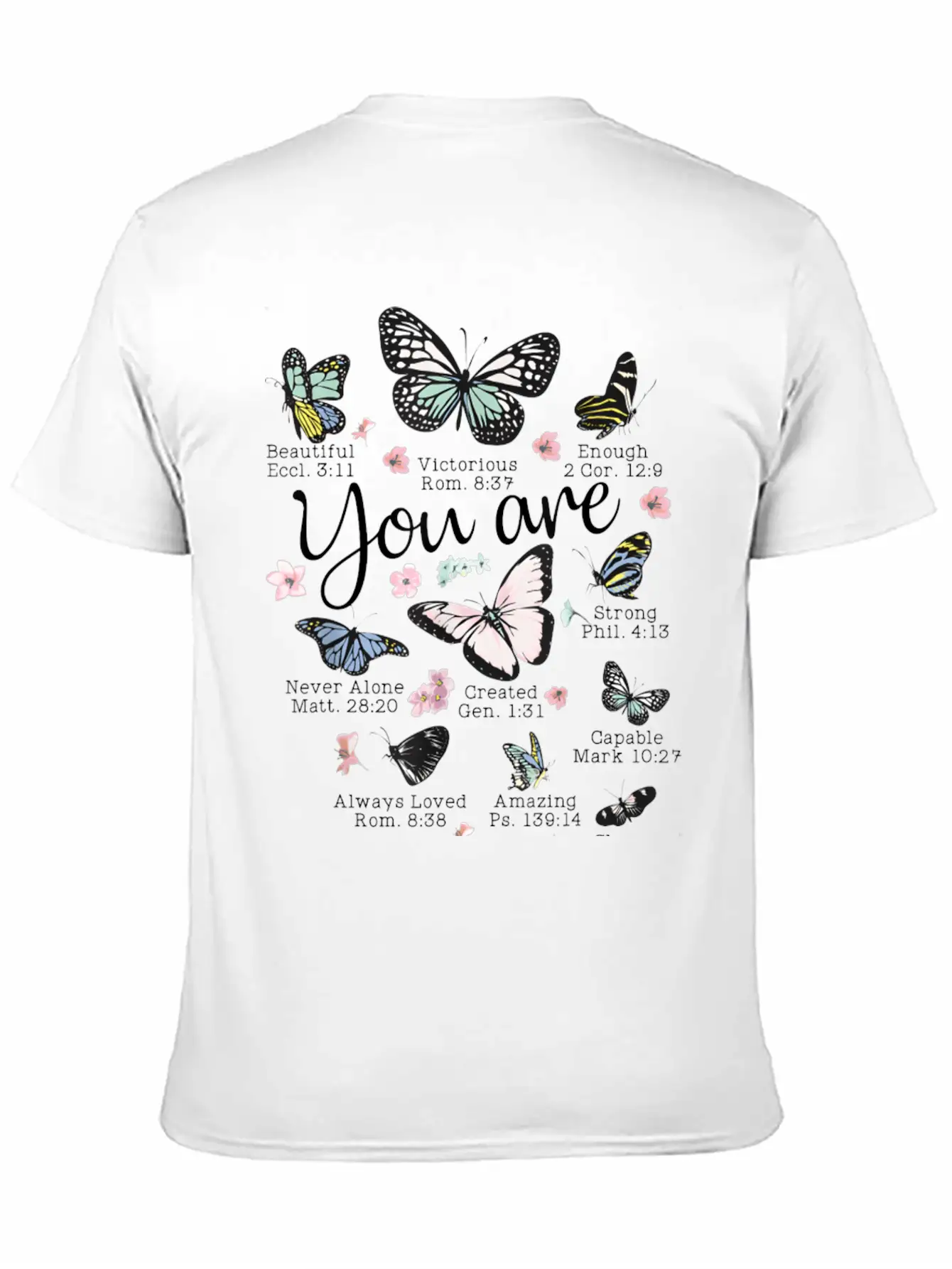 Beautiful Butterfly Bible Verse Religious Basic Graphic T-Shirt – Daily Comfort In Soft Cotton
