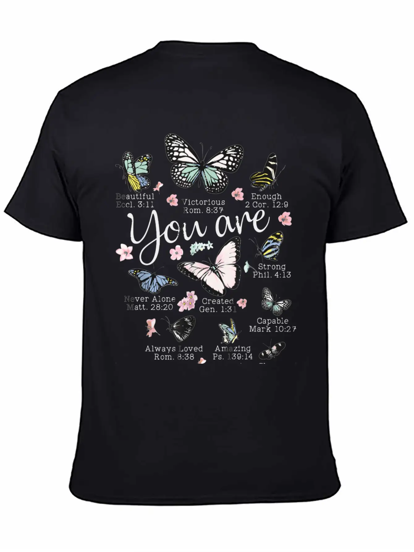 Beautiful Butterfly Bible Verse Religious Basic Graphic T-Shirt – Daily Comfort In Soft Cotton