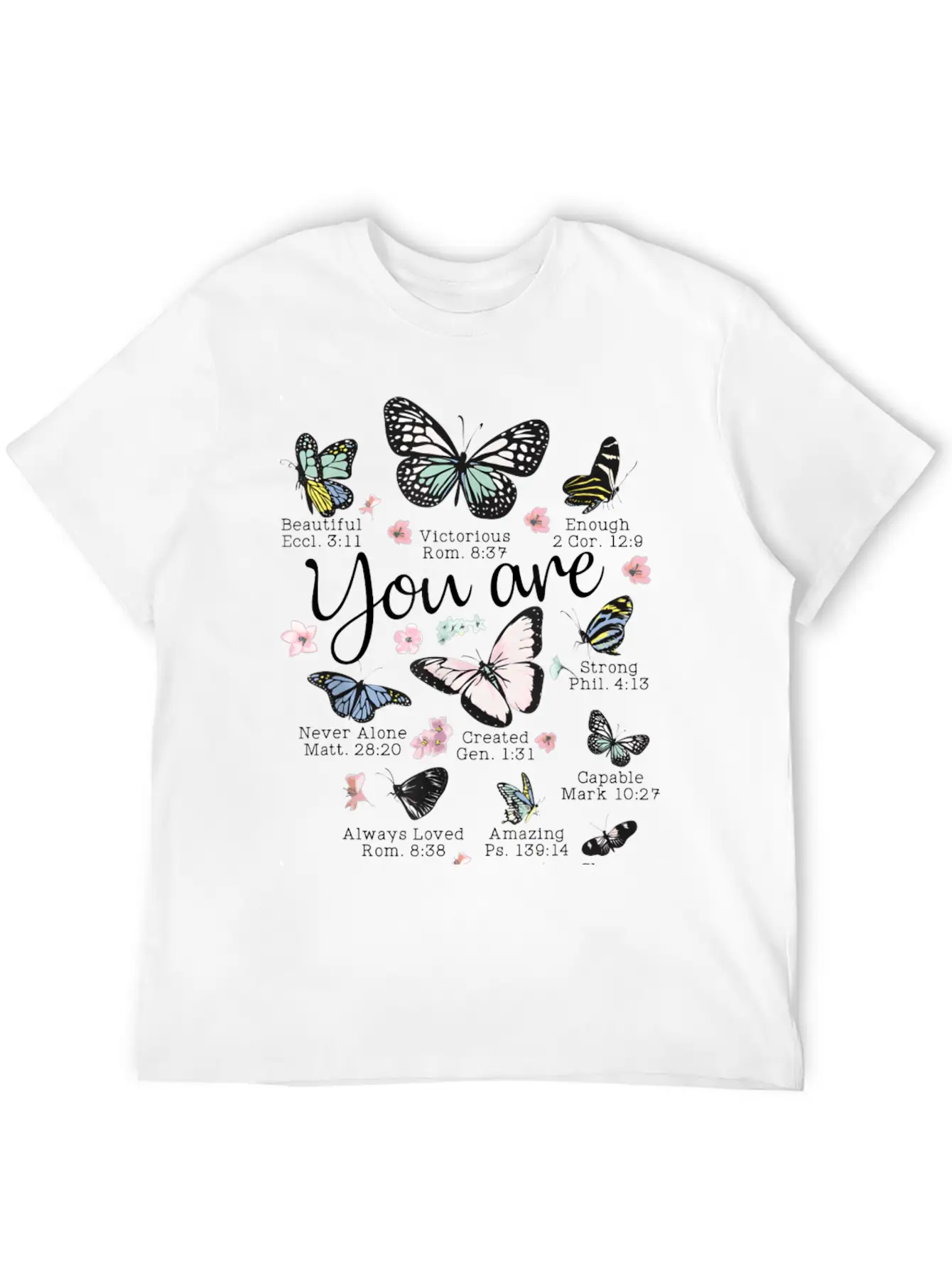 Beautiful Butterfly Bible Verse Religious Basic Graphic T-Shirt – Daily Comfort In Soft Cotton
