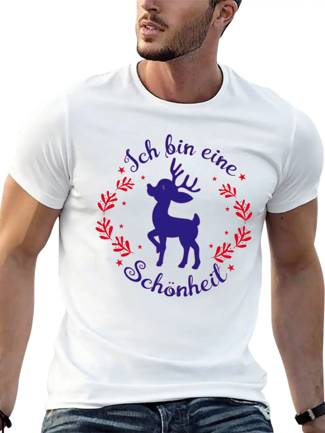 Beautiful Deer As Christmas Beauty Stylish Everyday T-Shirt – Unisex Basic Cotton Tee