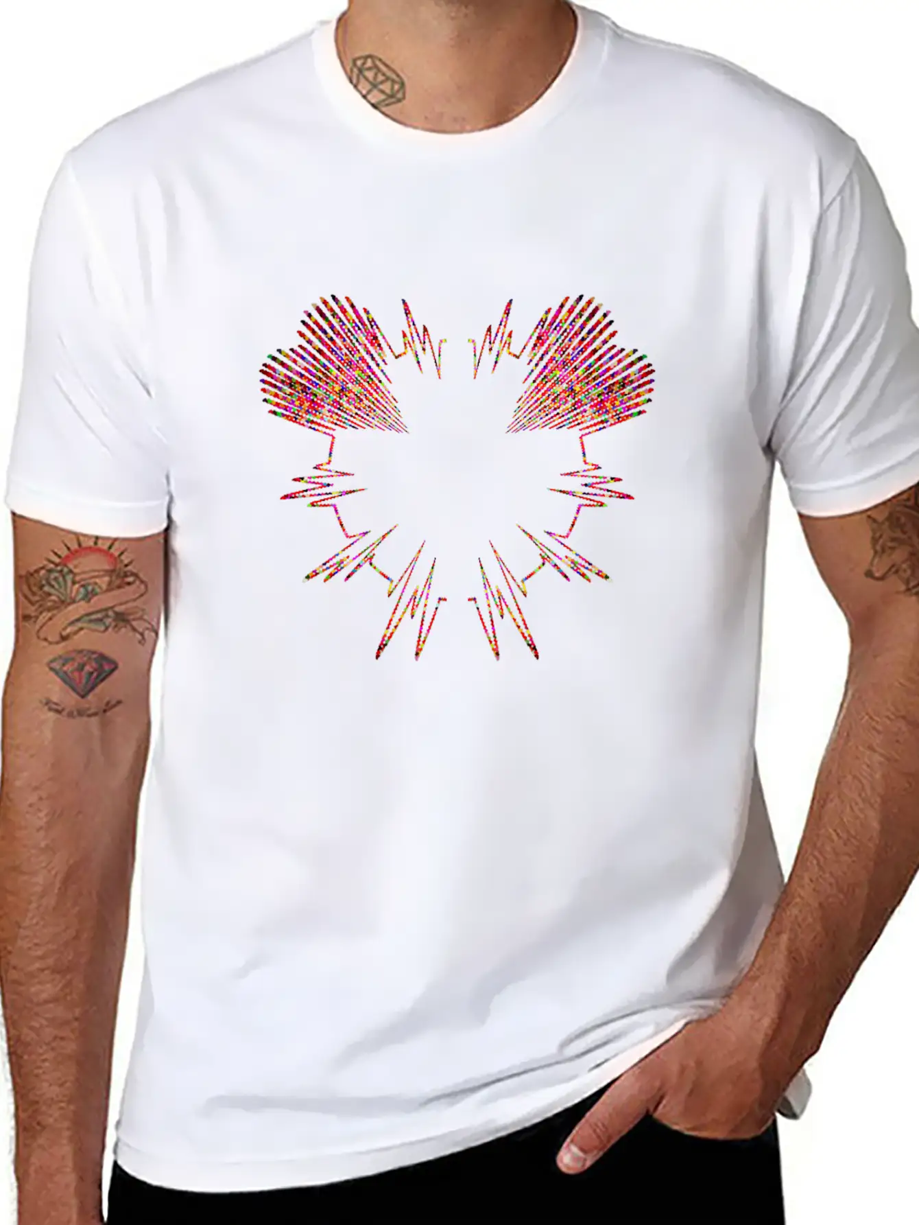 Beautiful Heartbeat Love Heart Design Unisex Short Sleeve Soft Cotton T-Shirt – Casual Everyday Wear