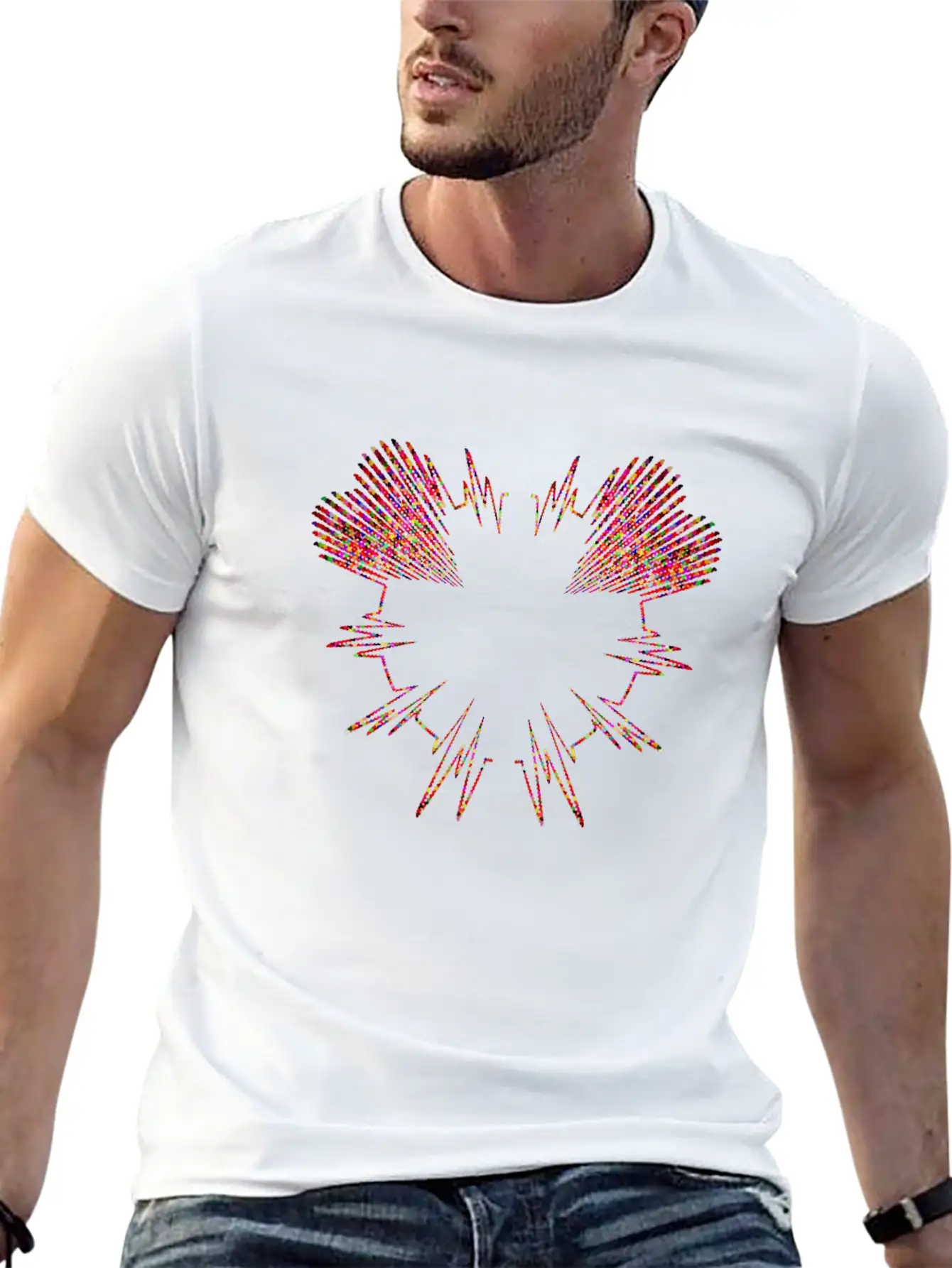 Beautiful Heartbeat Love Heart Design Unisex Short Sleeve Soft Cotton T-Shirt – Casual Everyday Wear