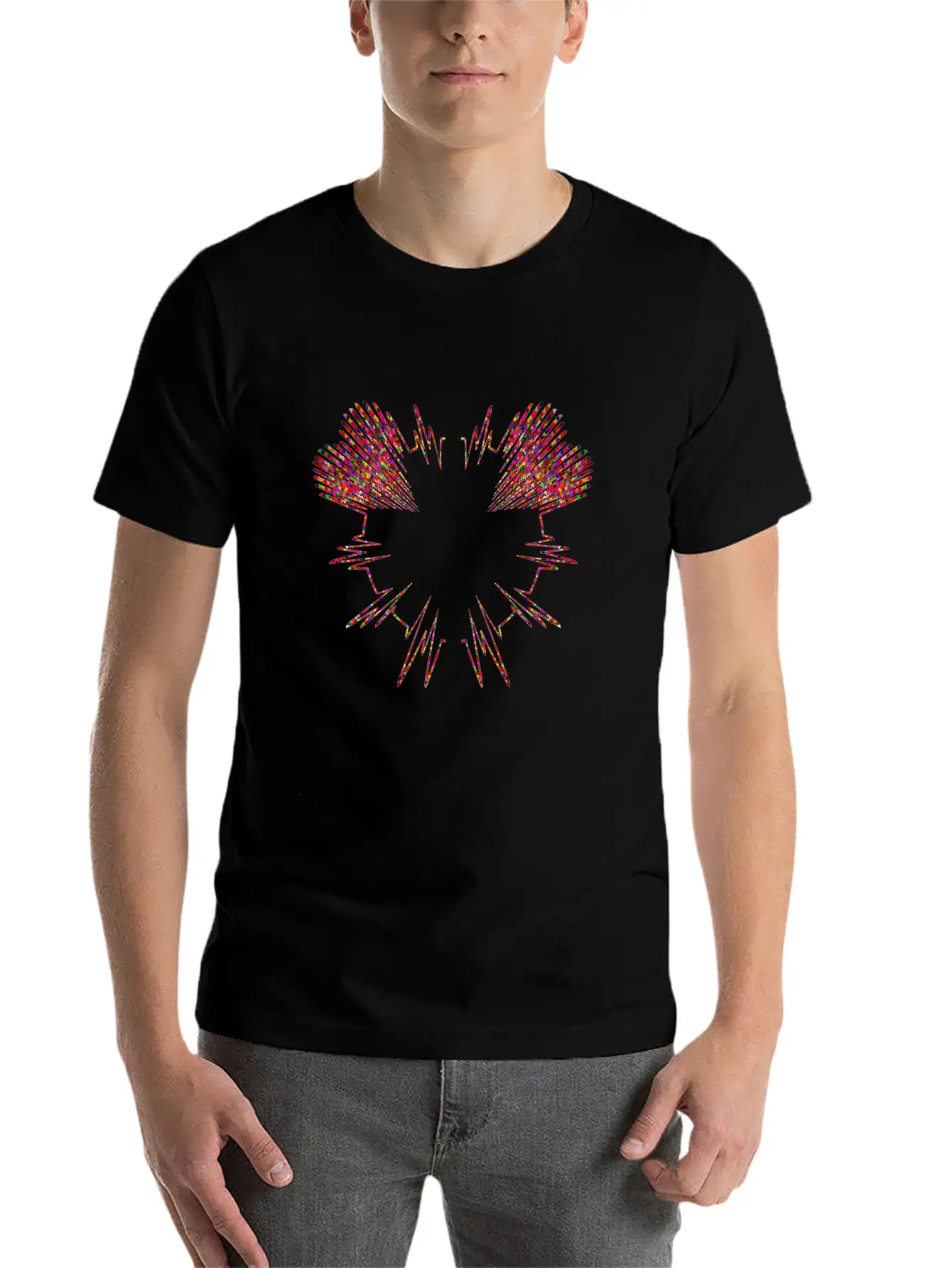 Beautiful Heartbeat Love Heart Design Unisex Short Sleeve Soft Cotton T-Shirt – Casual Everyday Wear