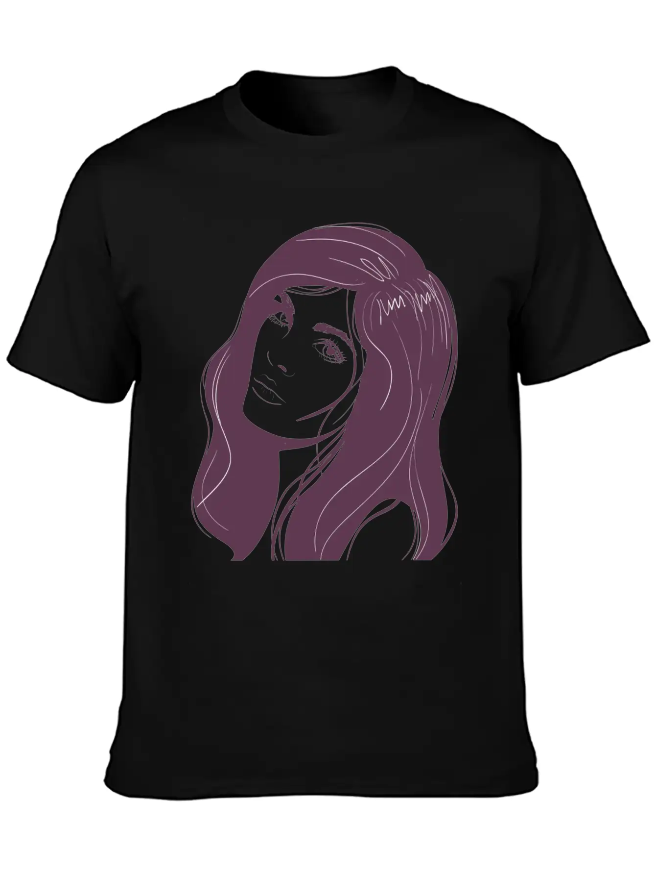 Beauty Girl Hair Painting Unisex Short Sleeve Soft Cotton T-Shirt – Casual Everyday Wear
