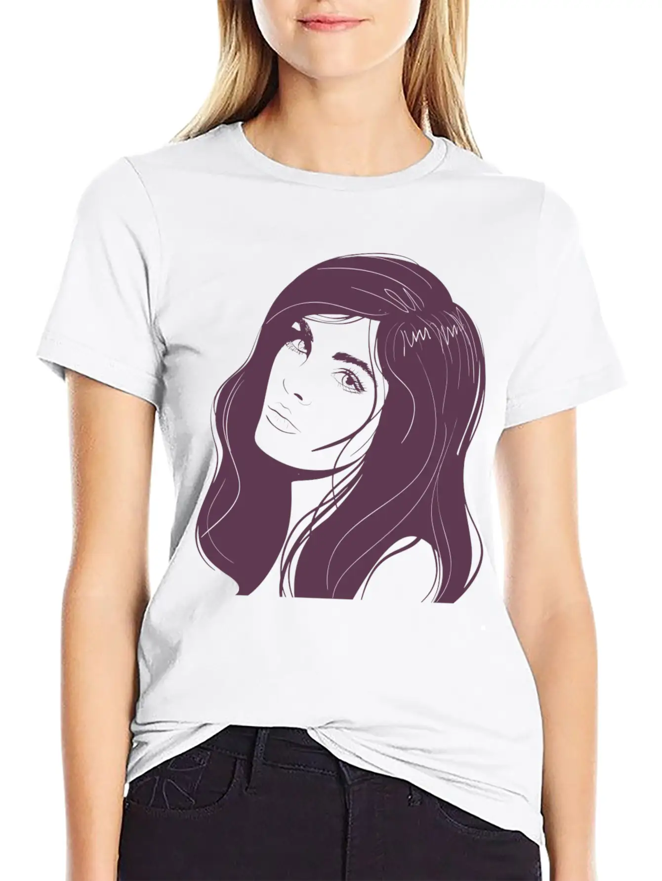 Beauty Girl Hair Painting Unisex Short Sleeve Soft Cotton T-Shirt – Casual Everyday Wear