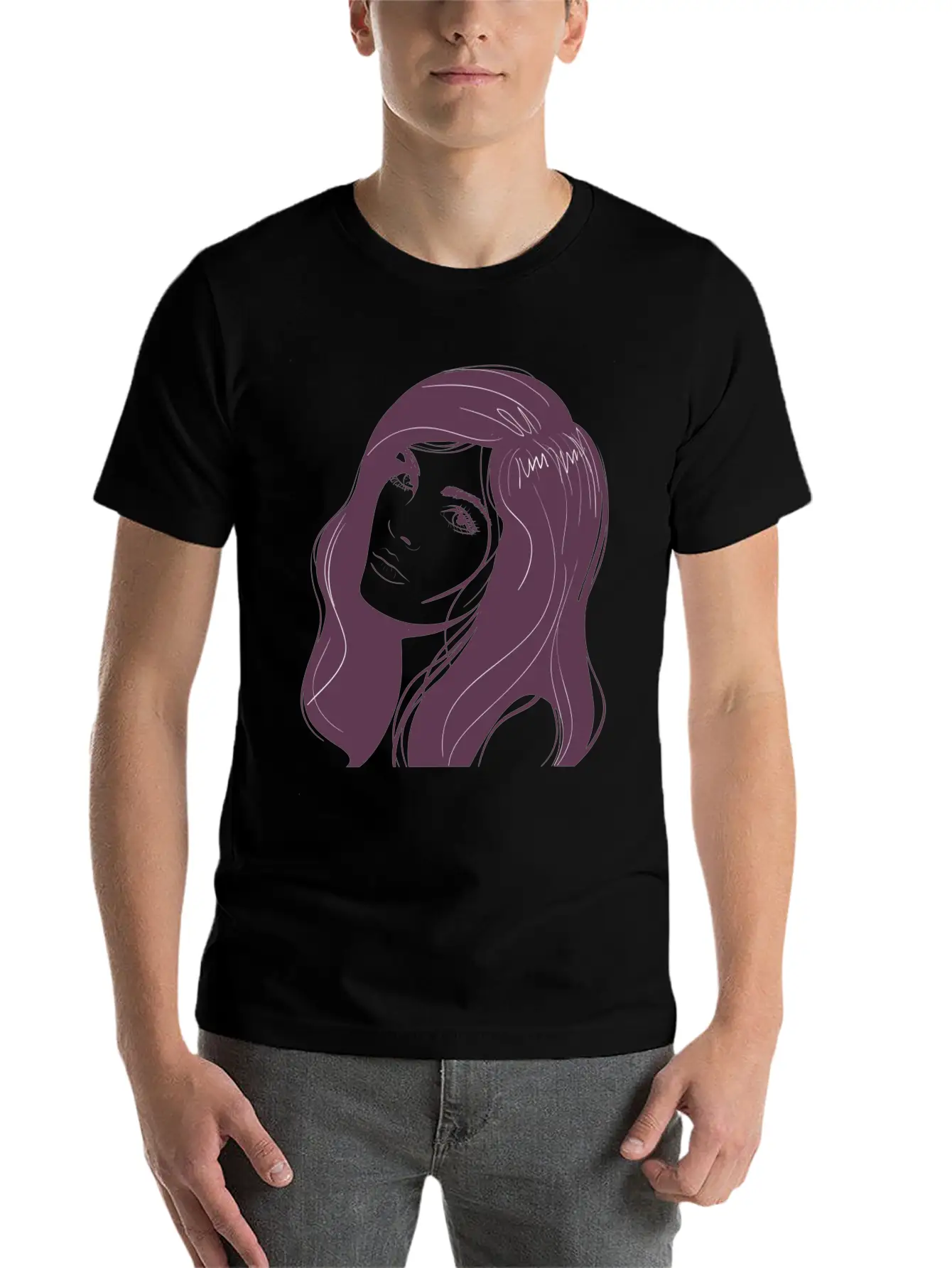 Beauty Girl Hair Painting Unisex Short Sleeve Soft Cotton T-Shirt – Casual Everyday Wear