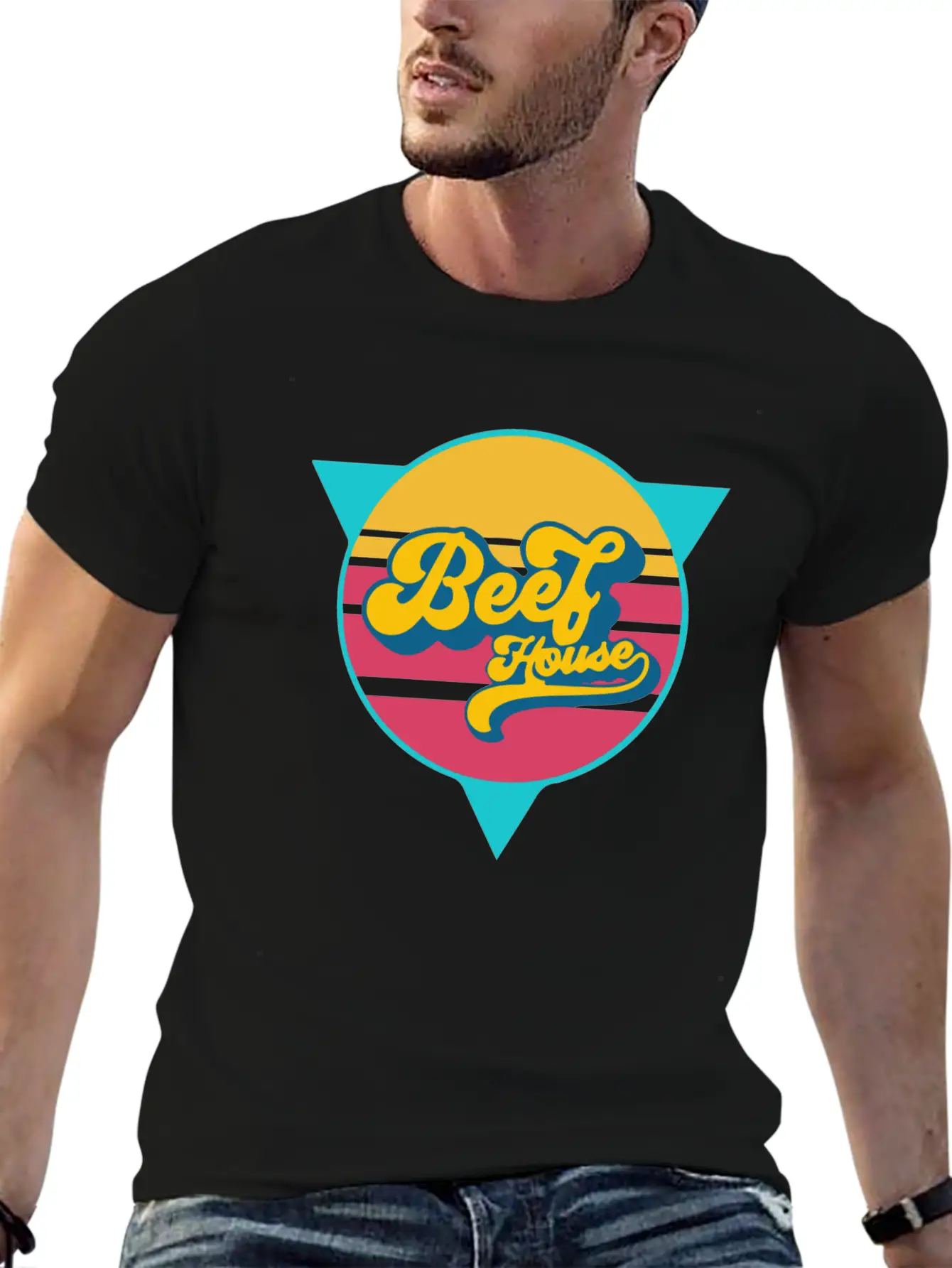Beef House Retro Comfortable Minimalist Graphic Tee – Summer Style Essential
