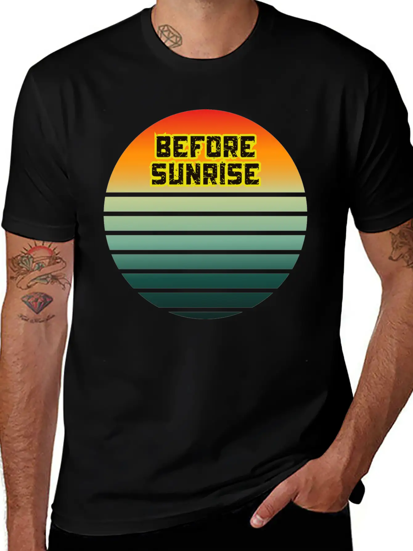 Before Sunrise Scenic Art Design Basic Graphic T-Shirt – Daily Comfort In Soft Cotton