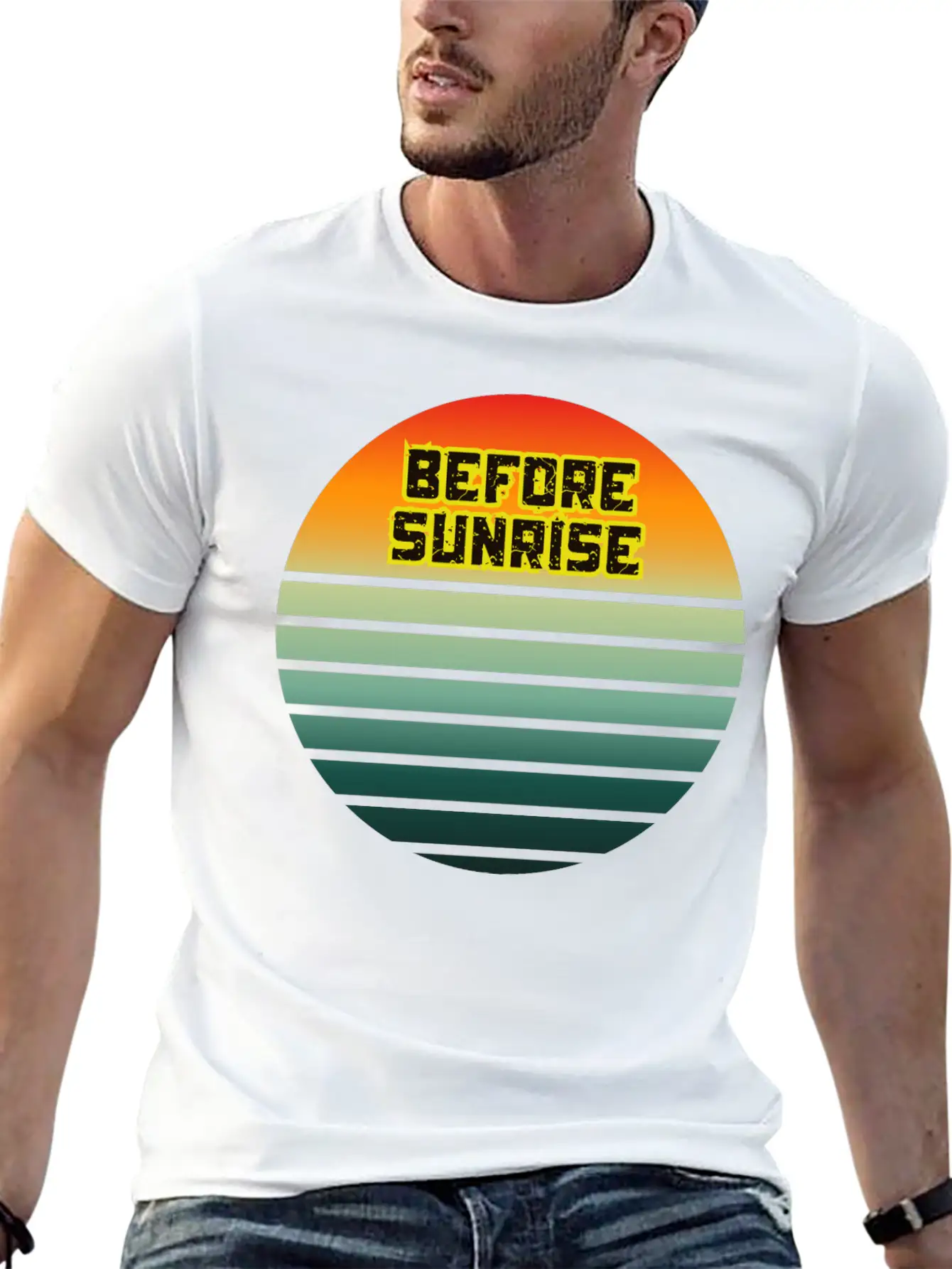Before Sunrise Scenic Art Design Basic Graphic T-Shirt – Daily Comfort In Soft Cotton
