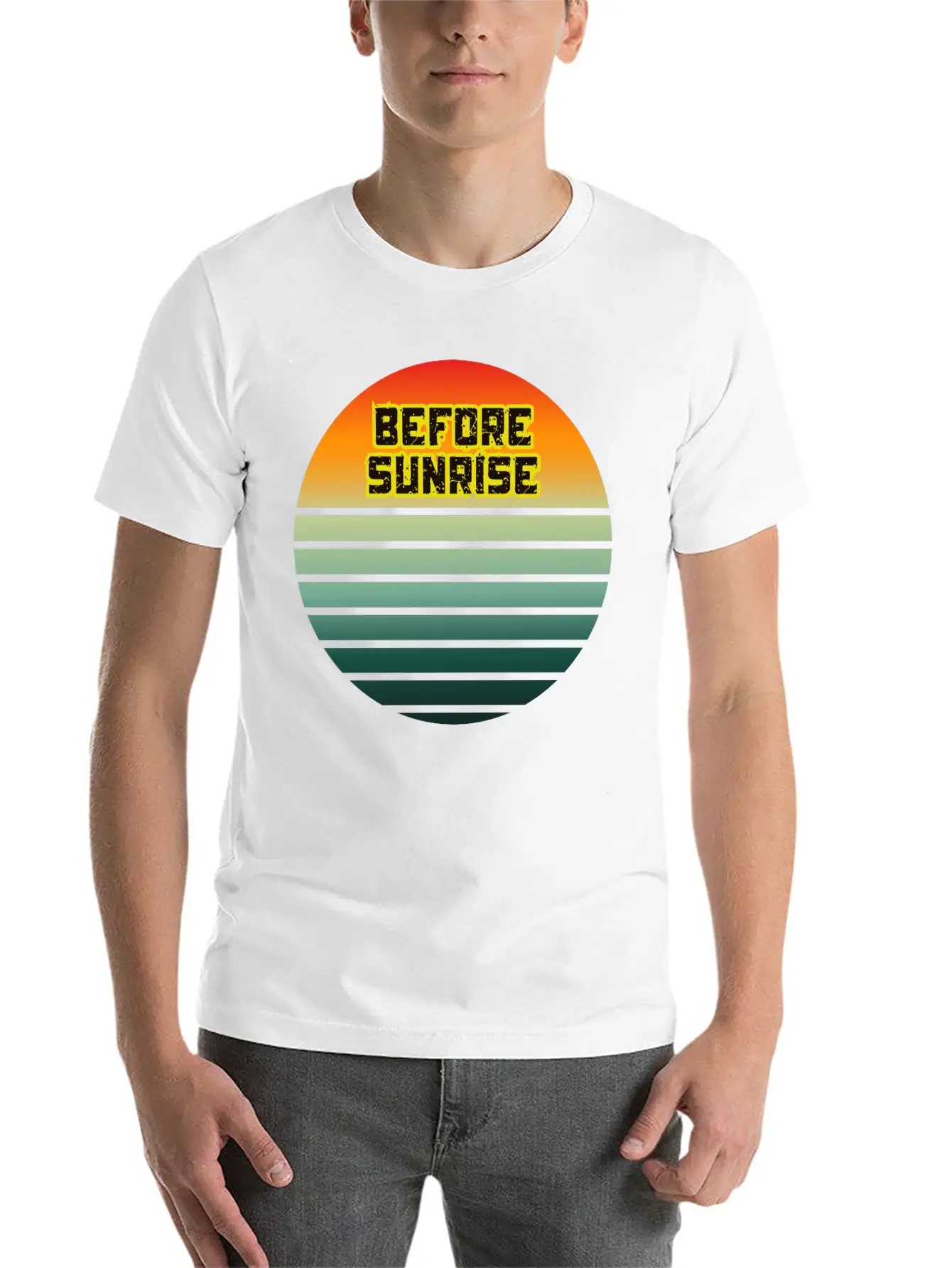 Before Sunrise Scenic Art Design Basic Graphic T-Shirt – Daily Comfort In Soft Cotton