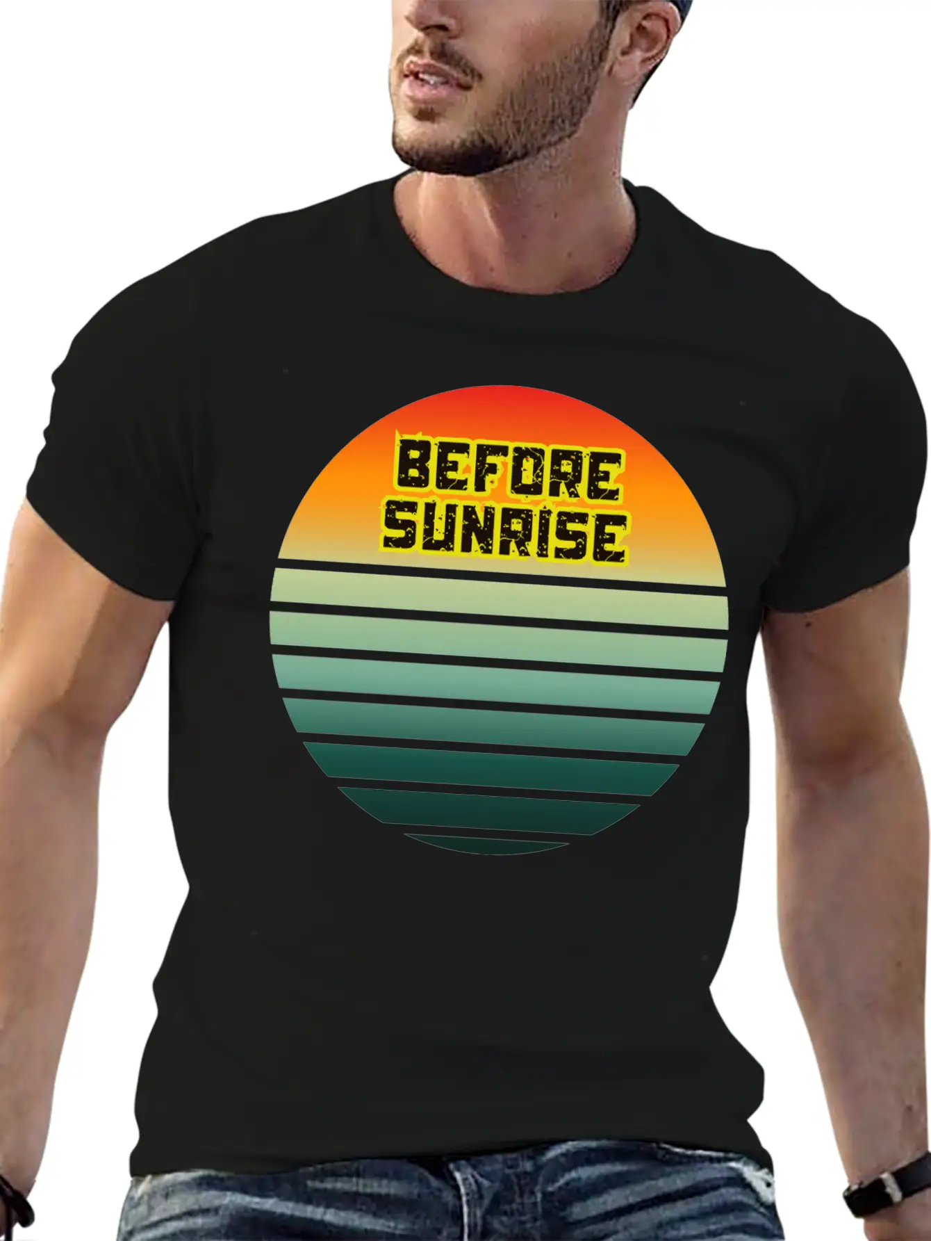 Before Sunrise Scenic Art Design Basic Graphic T-Shirt – Daily Comfort In Soft Cotton
