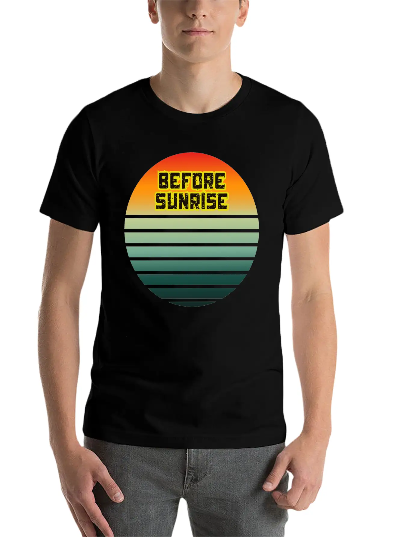 Before Sunrise Scenic Art Design Basic Graphic T-Shirt – Daily Comfort In Soft Cotton