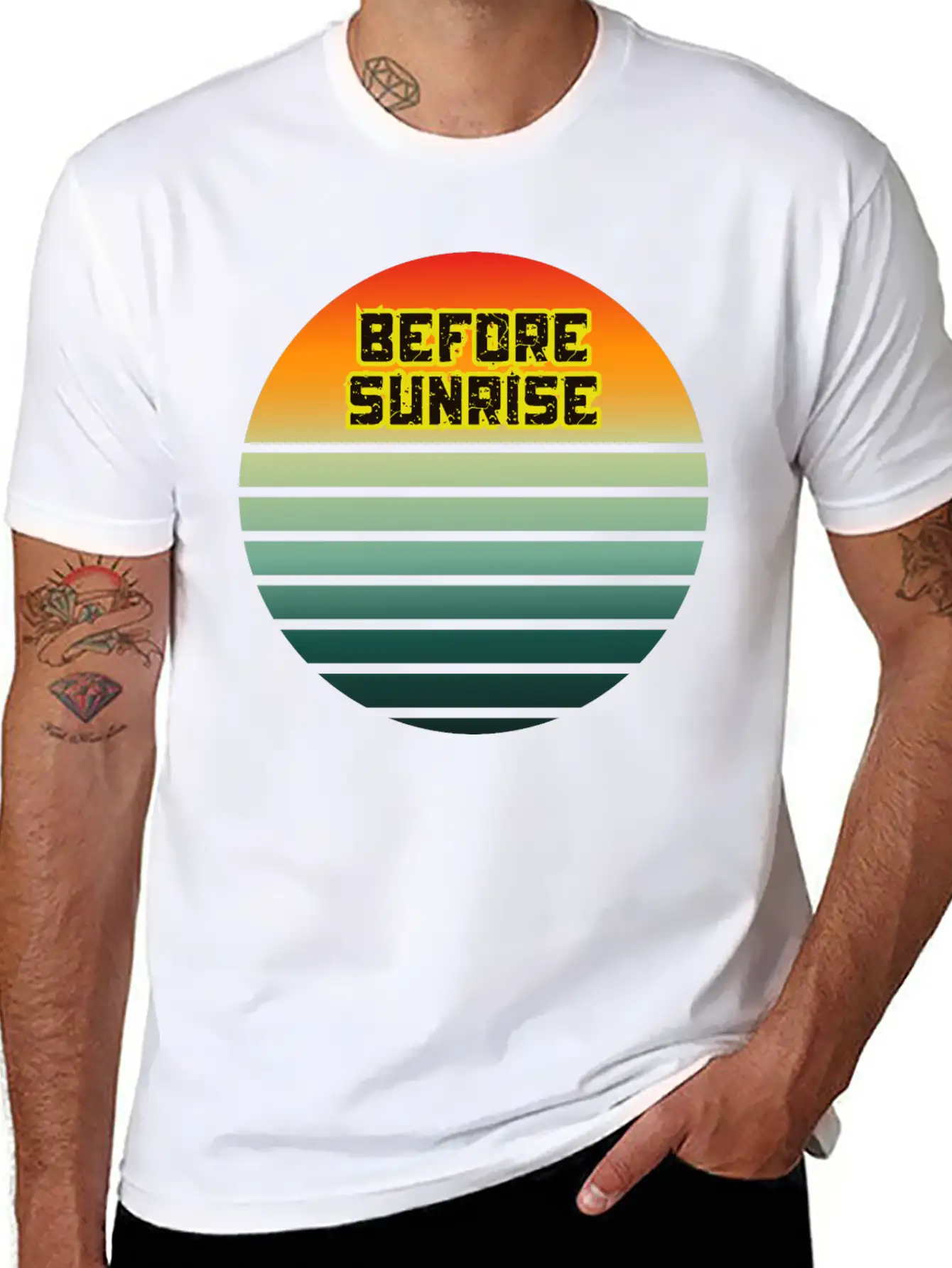 Before Sunrise Scenic Art Design Basic Graphic T-Shirt – Daily Comfort In Soft Cotton
