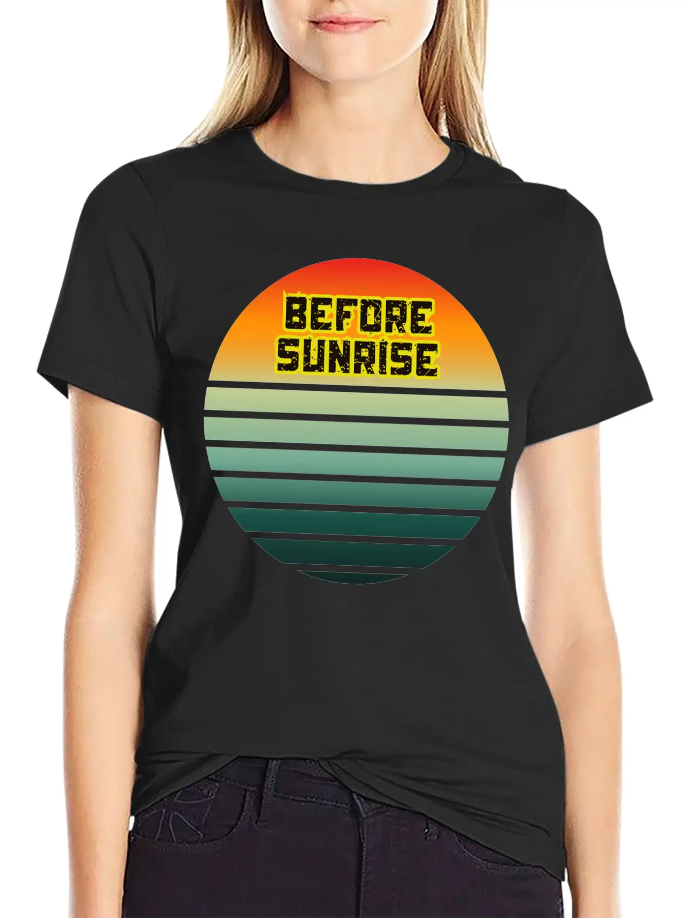 Before Sunrise Scenic Art Design Basic Graphic T-Shirt – Daily Comfort In Soft Cotton