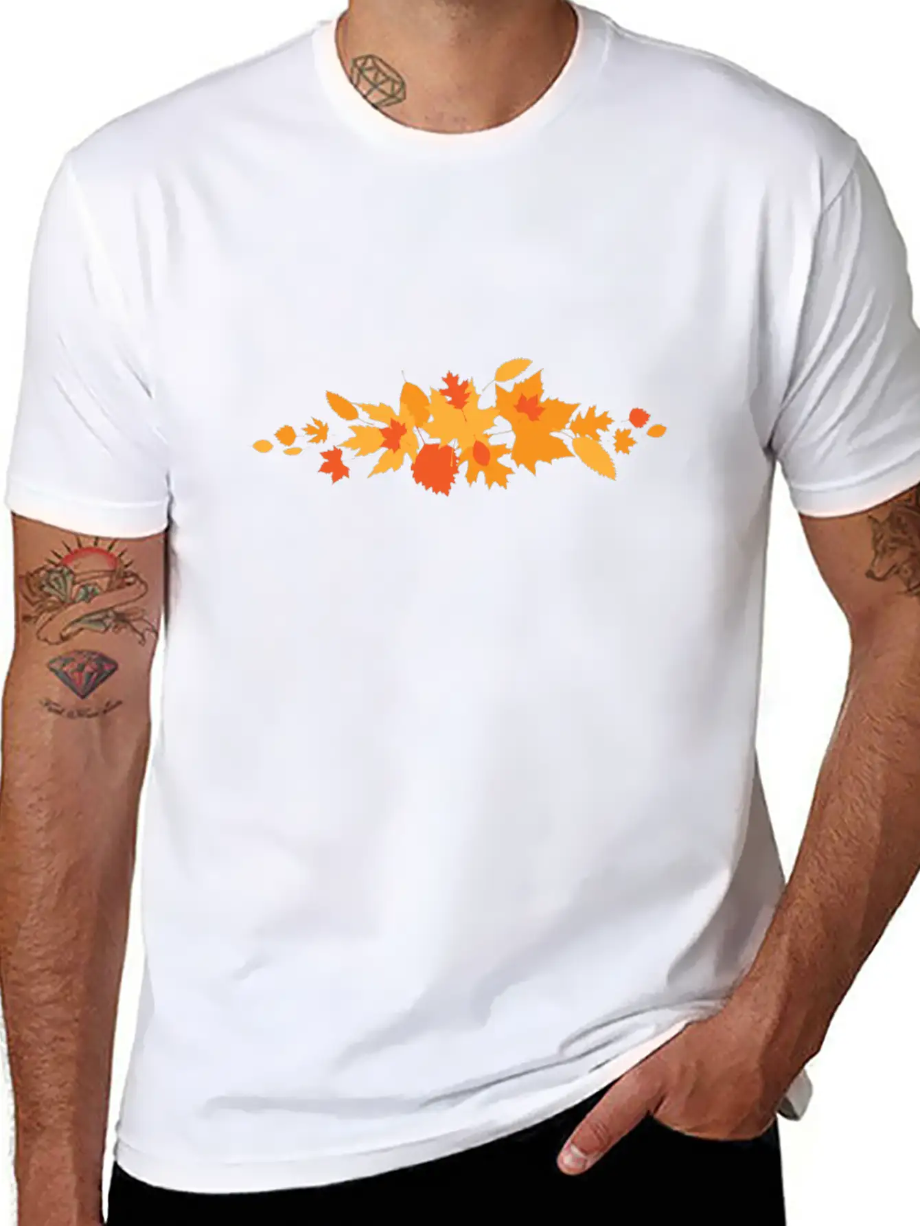 Beginning Of Autumn With Leaves Stylish Everyday T-Shirt – Unisex Basic Cotton Tee