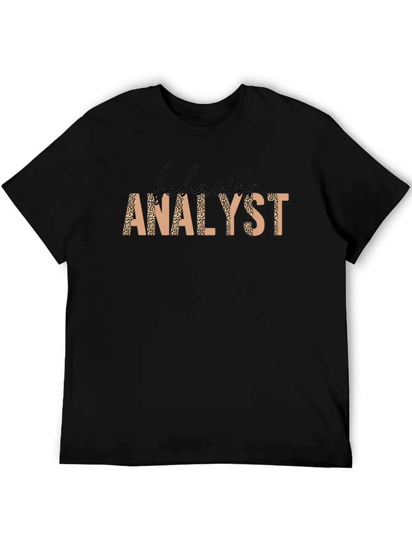 Behavior Analyst Leopard Letter Basic Graphic T-Shirt – Daily Comfort In Soft Cotton