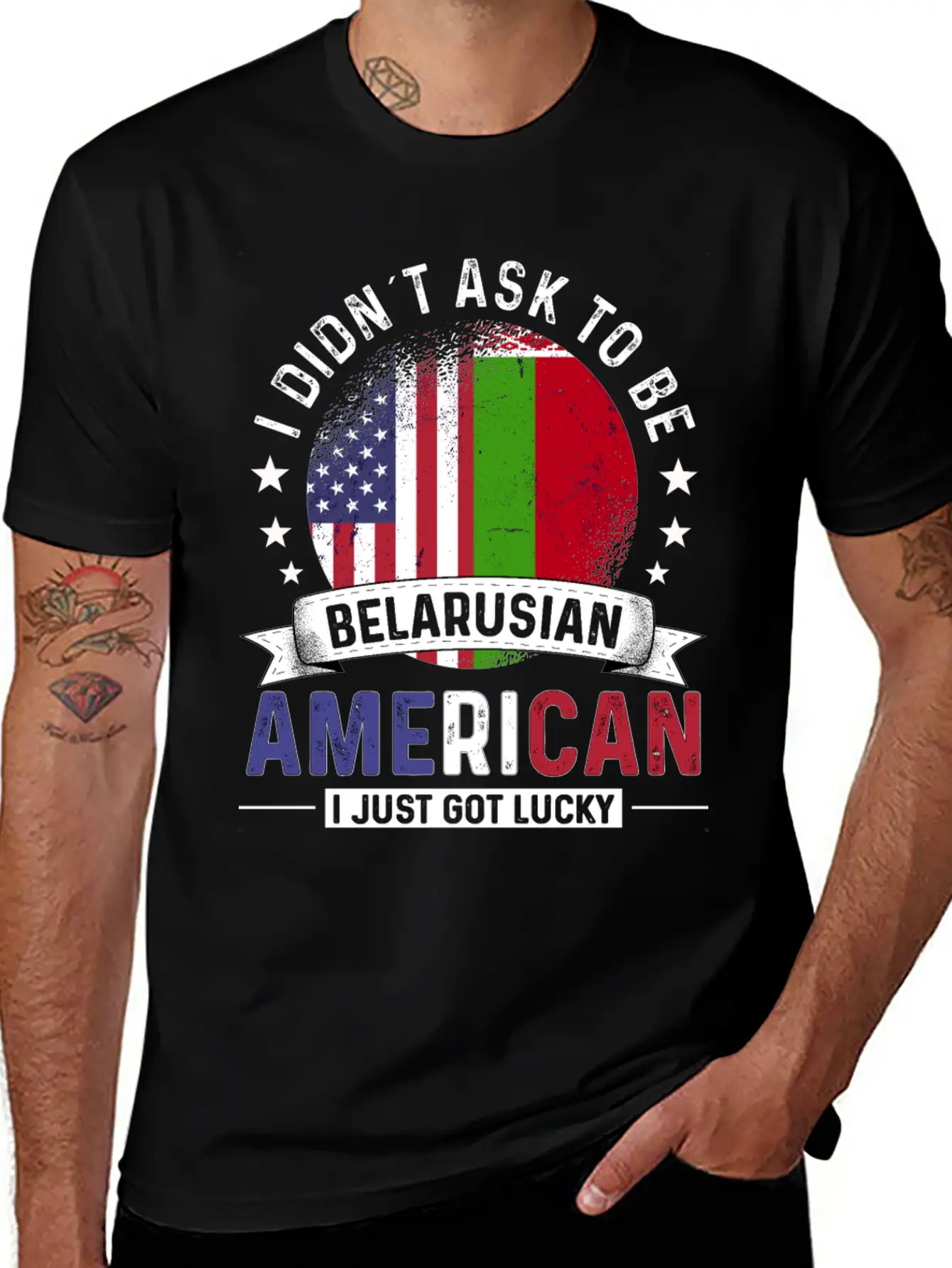 Belarusian American Flags Pride Belarus Flag Unisex Short Sleeve Soft Cotton T-Shirt – Casual Everyday Wear