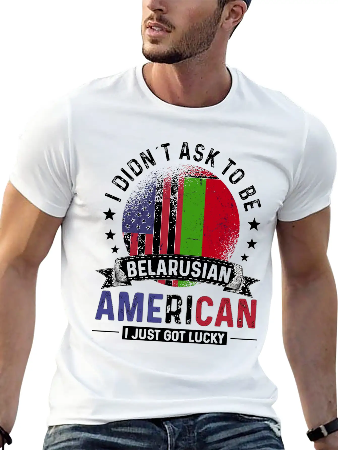 Belarusian American Flags Pride Belarus Flag Unisex Short Sleeve Soft Cotton T-Shirt – Casual Everyday Wear