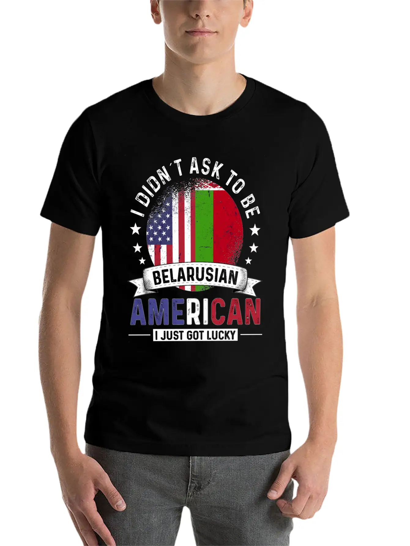 Belarusian American Flags Pride Belarus Flag Unisex Short Sleeve Soft Cotton T-Shirt – Casual Everyday Wear