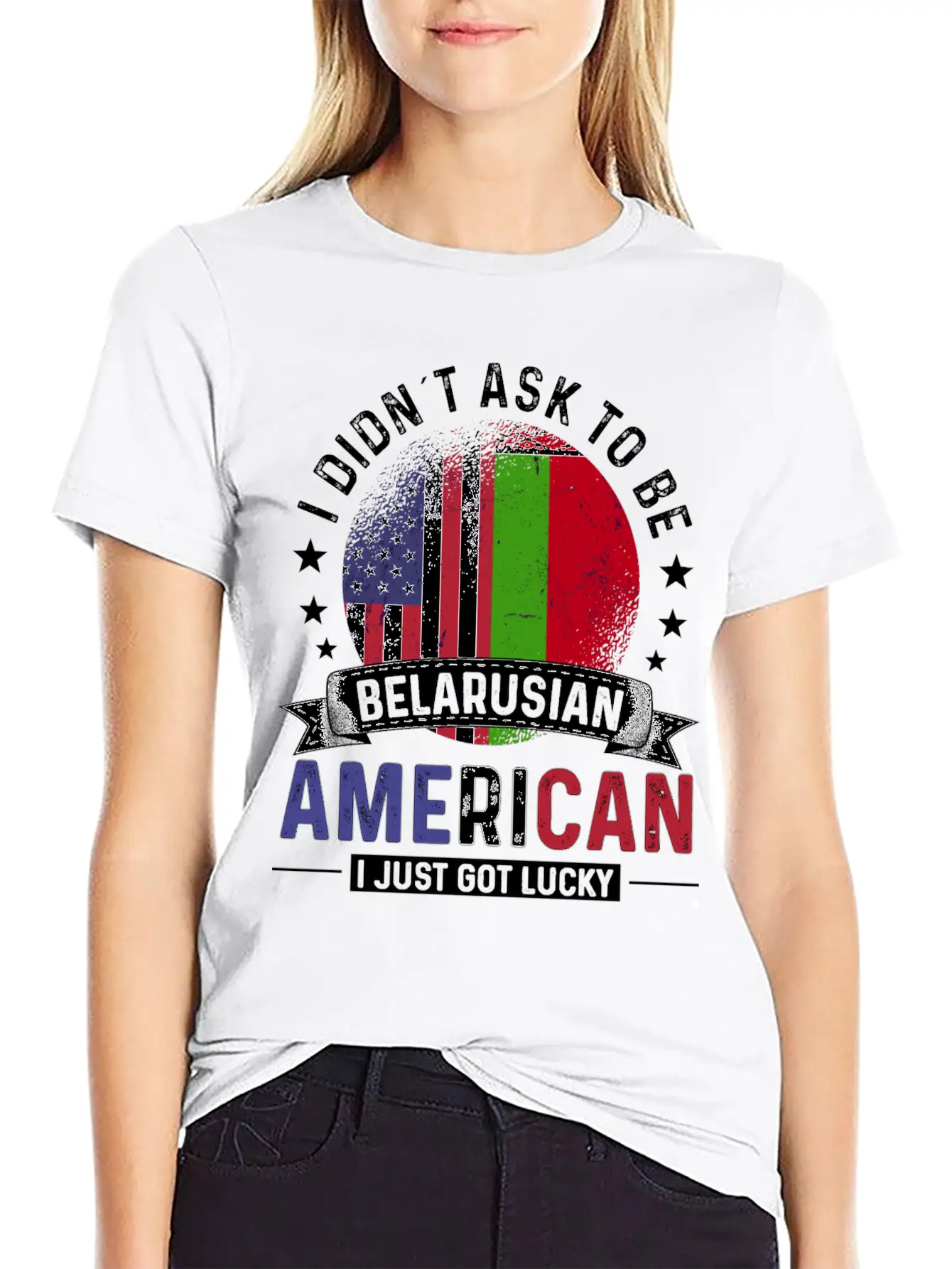 Belarusian American Flags Pride Belarus Flag Unisex Short Sleeve Soft Cotton T-Shirt – Casual Everyday Wear