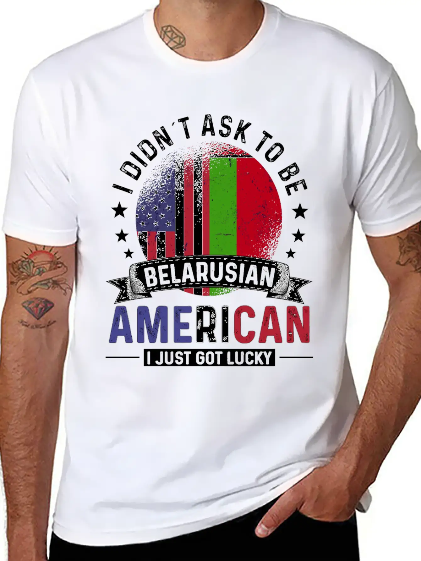 Belarusian American Flags Pride Belarus Flag Unisex Short Sleeve Soft Cotton T-Shirt – Casual Everyday Wear