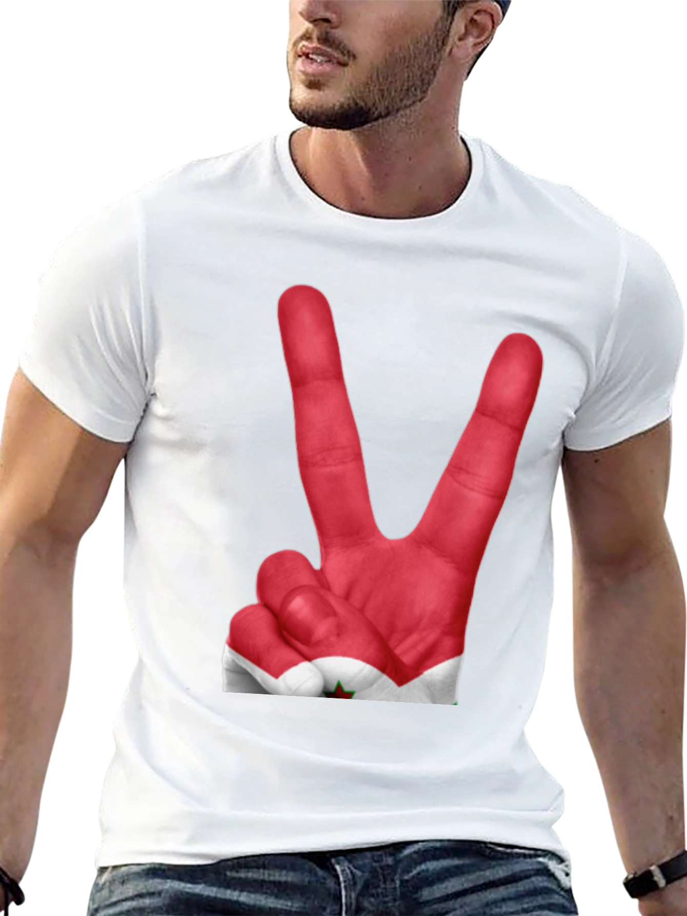 Peace Sign Hand Print T-Shirt - Unique Graphic Tee