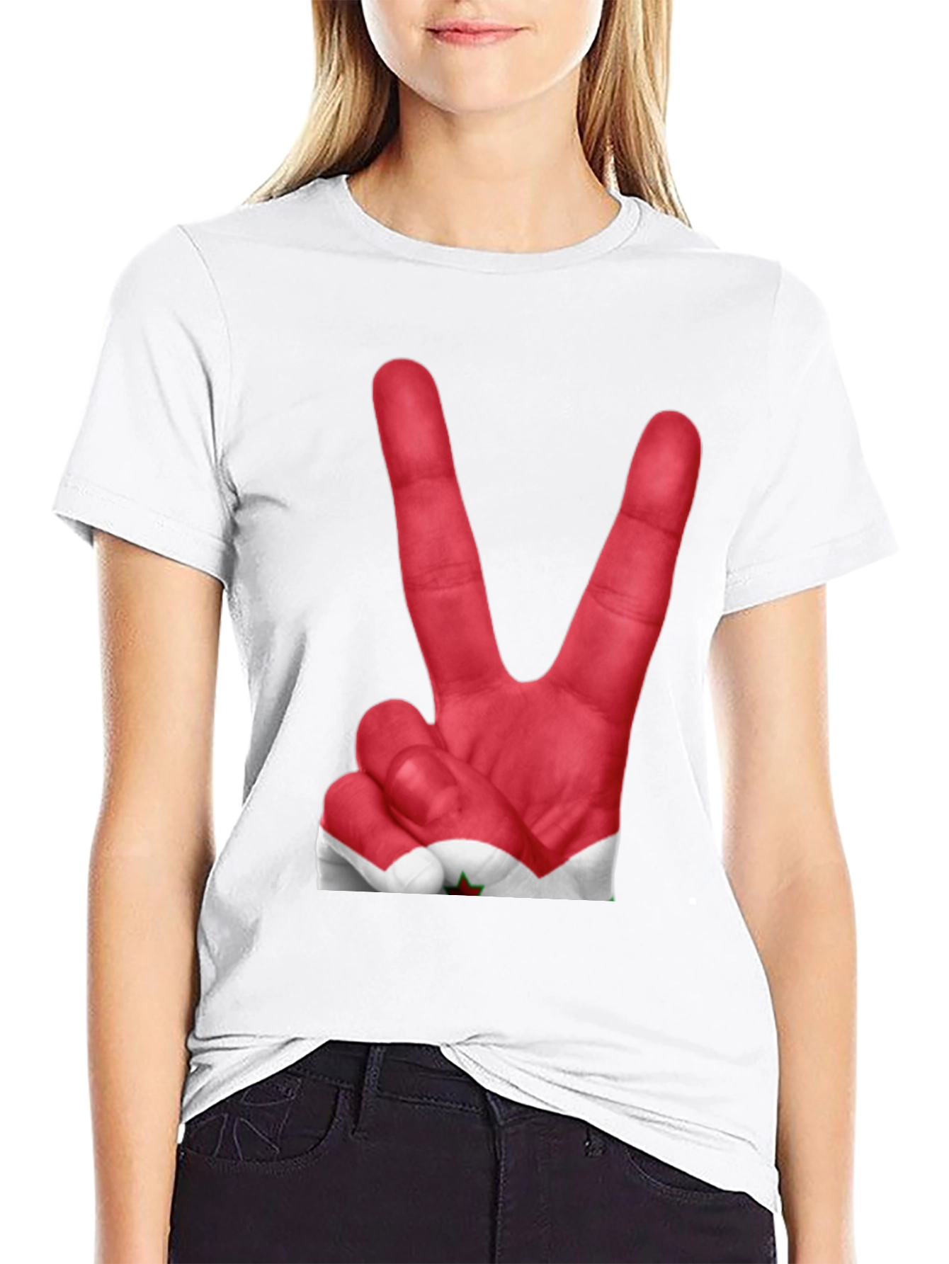 Peace Sign Hand Print T-Shirt - Unique Graphic Tee