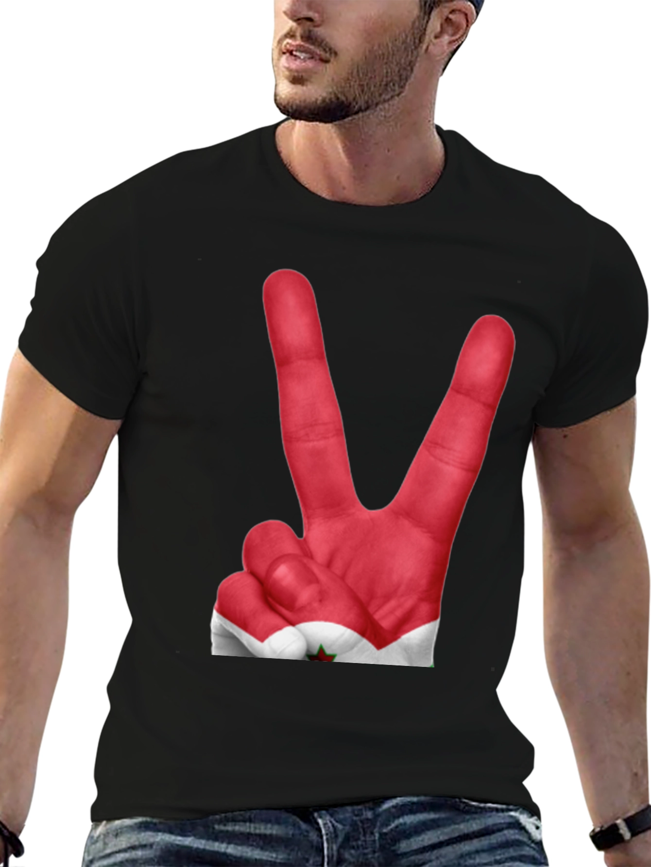 Peace Sign Hand Print T-Shirt - Unique Graphic Tee