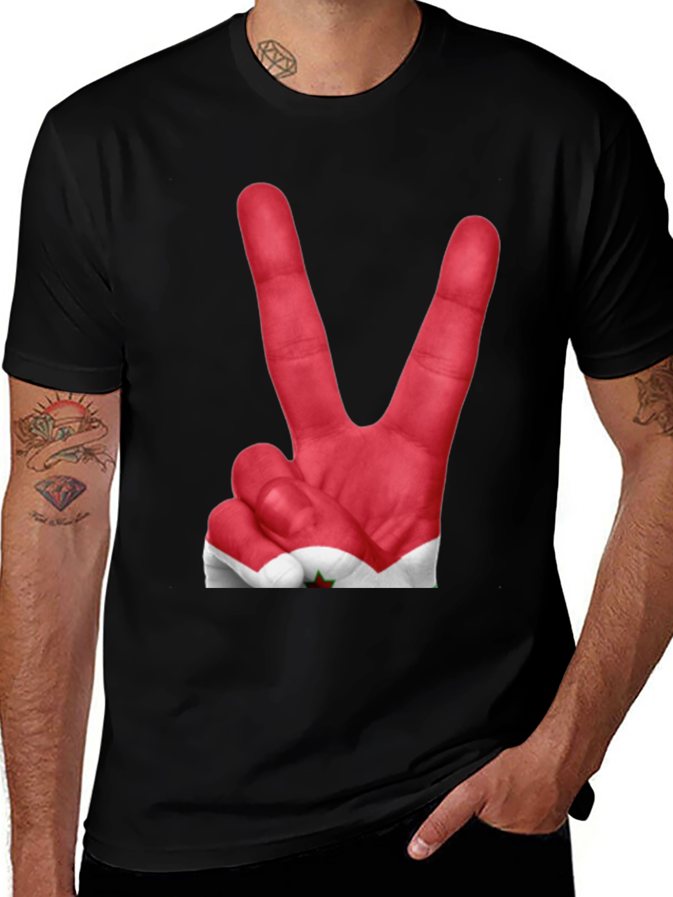 Peace Sign Hand Print T-Shirt - Unique Graphic Tee