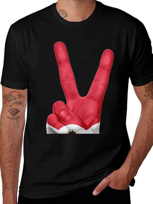 Peace Sign Hand Print T-Shirt - Unique Graphic Tee