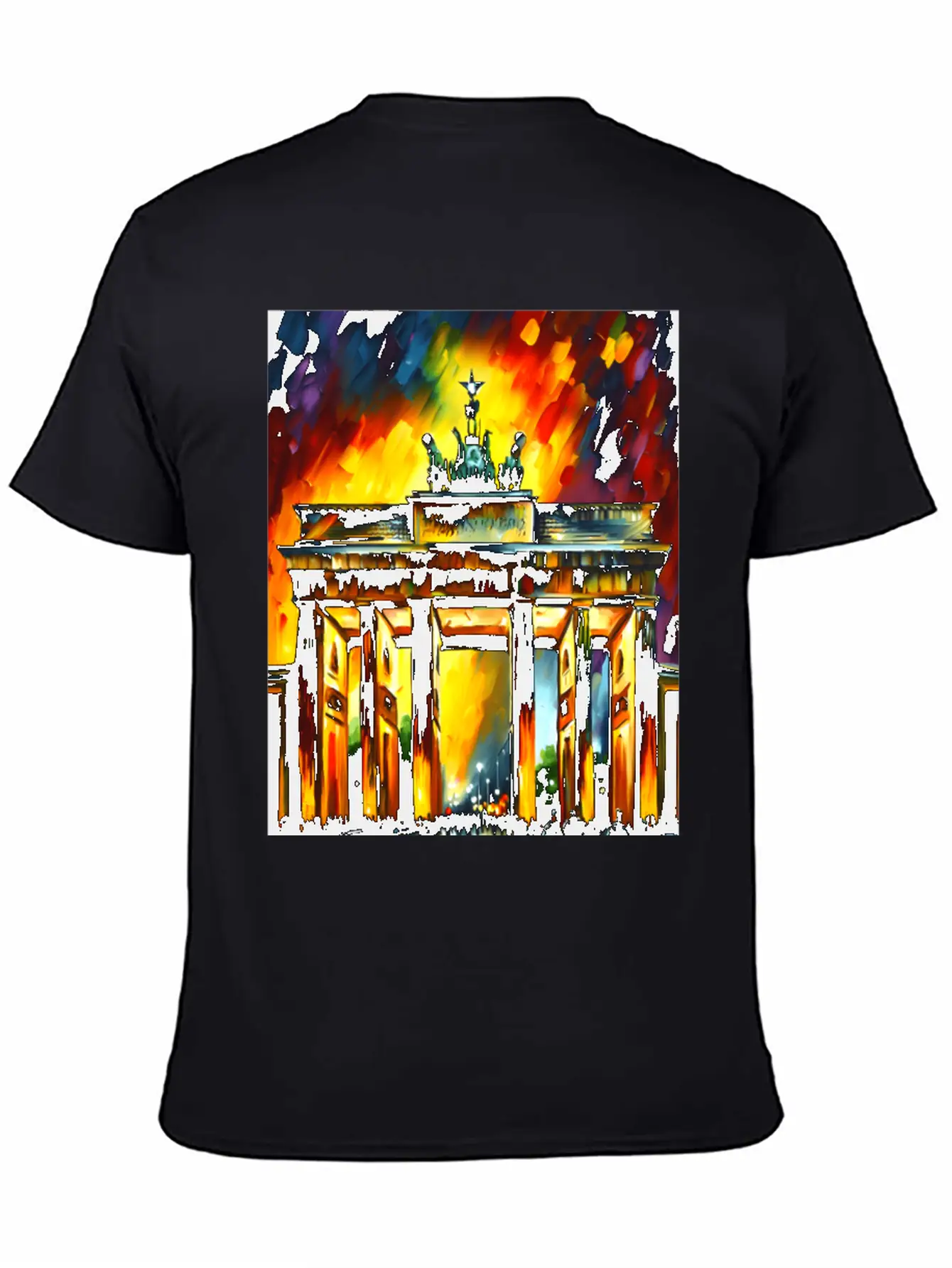 Berlin Brandenburg Gate Oil Spatula Painting Style Stylish Everyday T-Shirt – Unisex Basic Cotton Tee