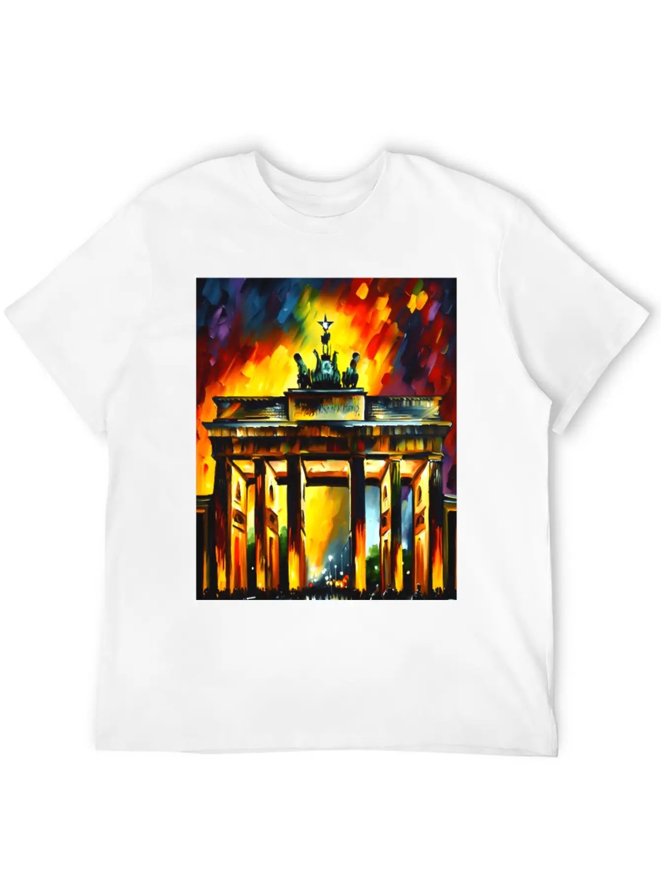 Berlin Brandenburg Gate Oil Spatula Painting Style Stylish Everyday T-Shirt – Unisex Basic Cotton Tee