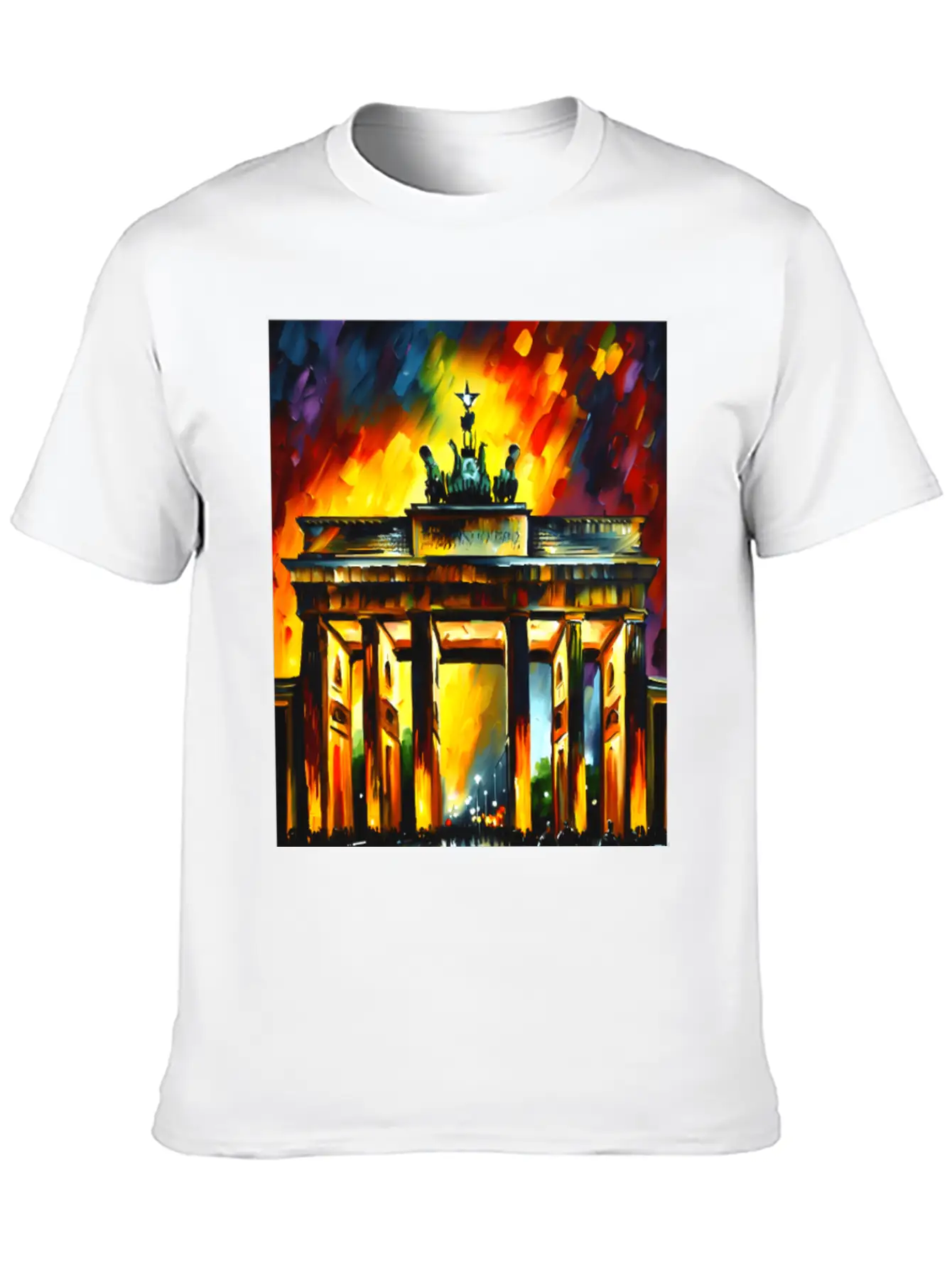 Berlin Brandenburg Gate Oil Spatula Painting Style Stylish Everyday T-Shirt – Unisex Basic Cotton Tee