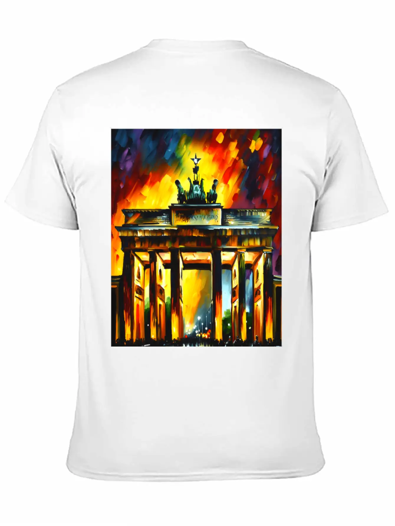 Berlin Brandenburg Gate Oil Spatula Painting Style Stylish Everyday T-Shirt – Unisex Basic Cotton Tee