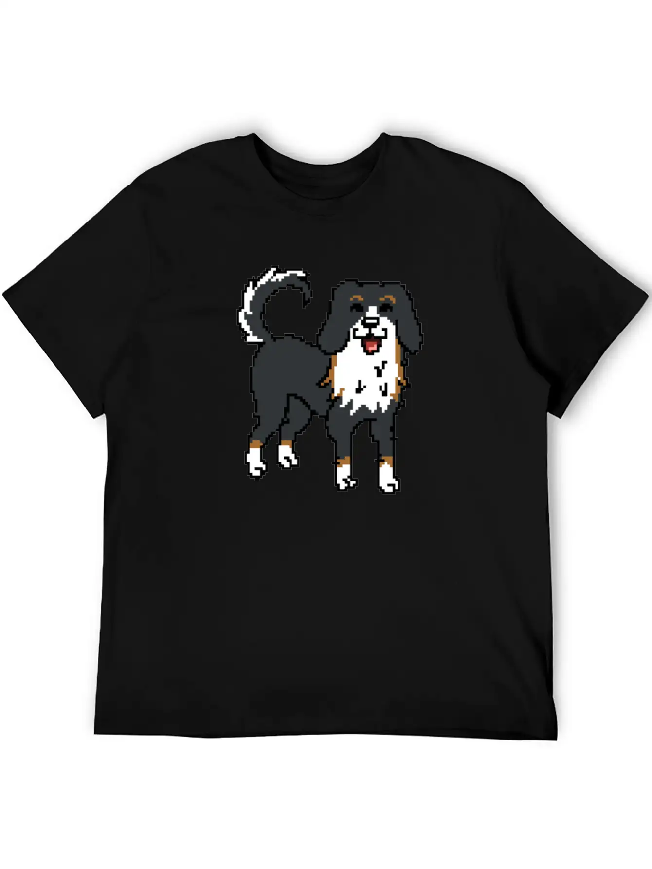 Bernese Mountain Dog Pixel Art Timeless Short Sleeve Tee – Comfy And Minimalist Design