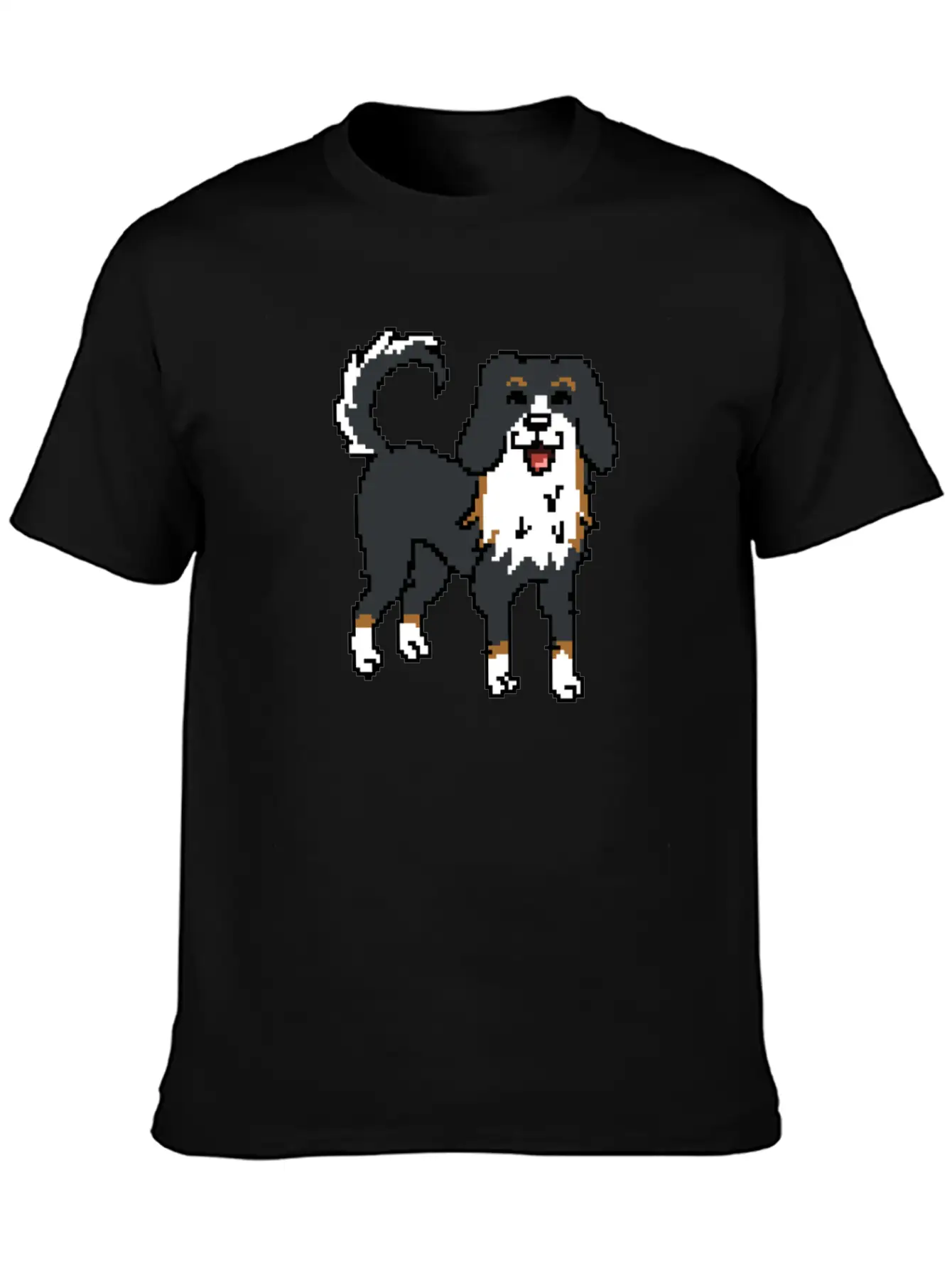 Bernese Mountain Dog Pixel Art Timeless Short Sleeve Tee – Comfy And Minimalist Design