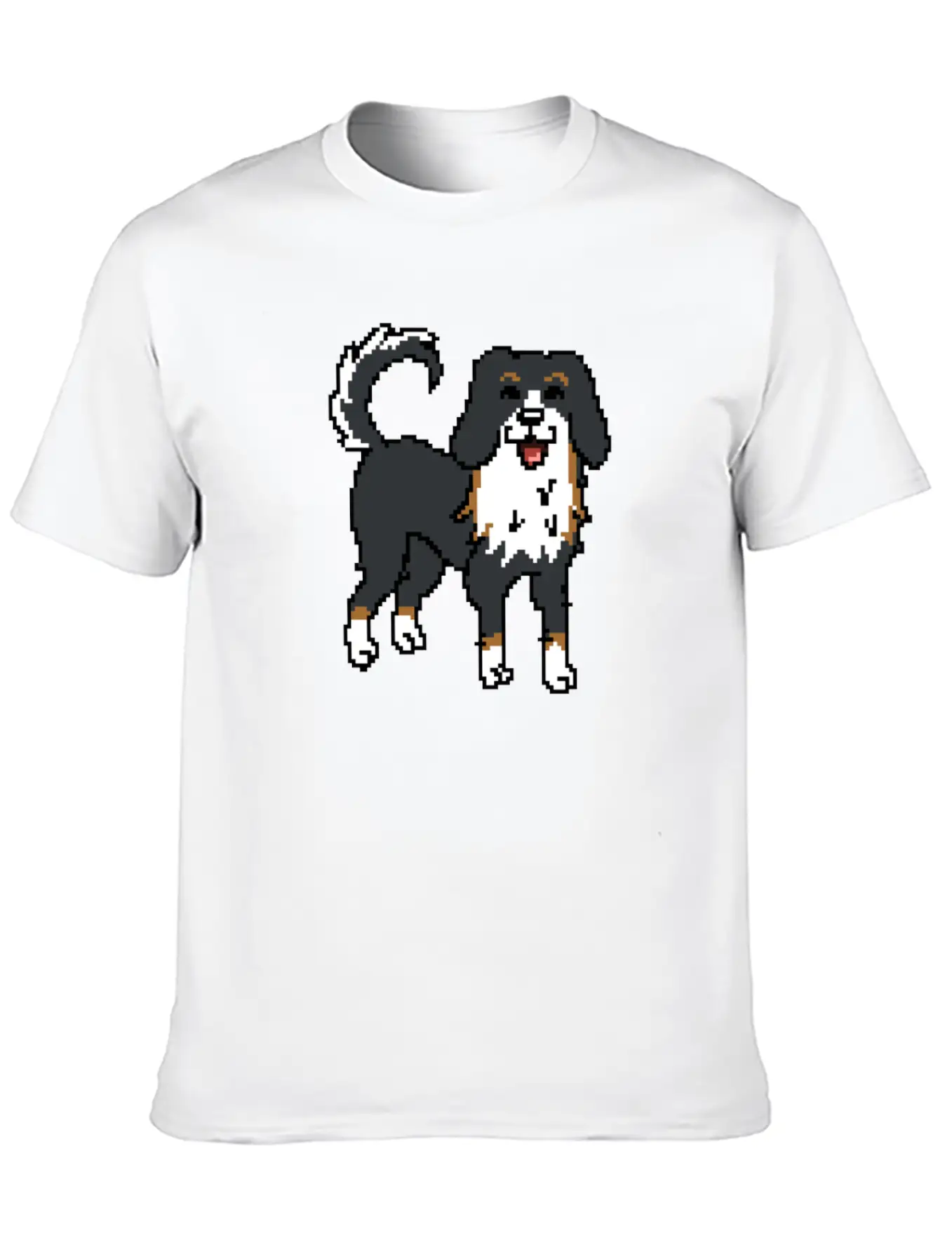 Bernese Mountain Dog Pixel Art Timeless Short Sleeve Tee – Comfy And Minimalist Design