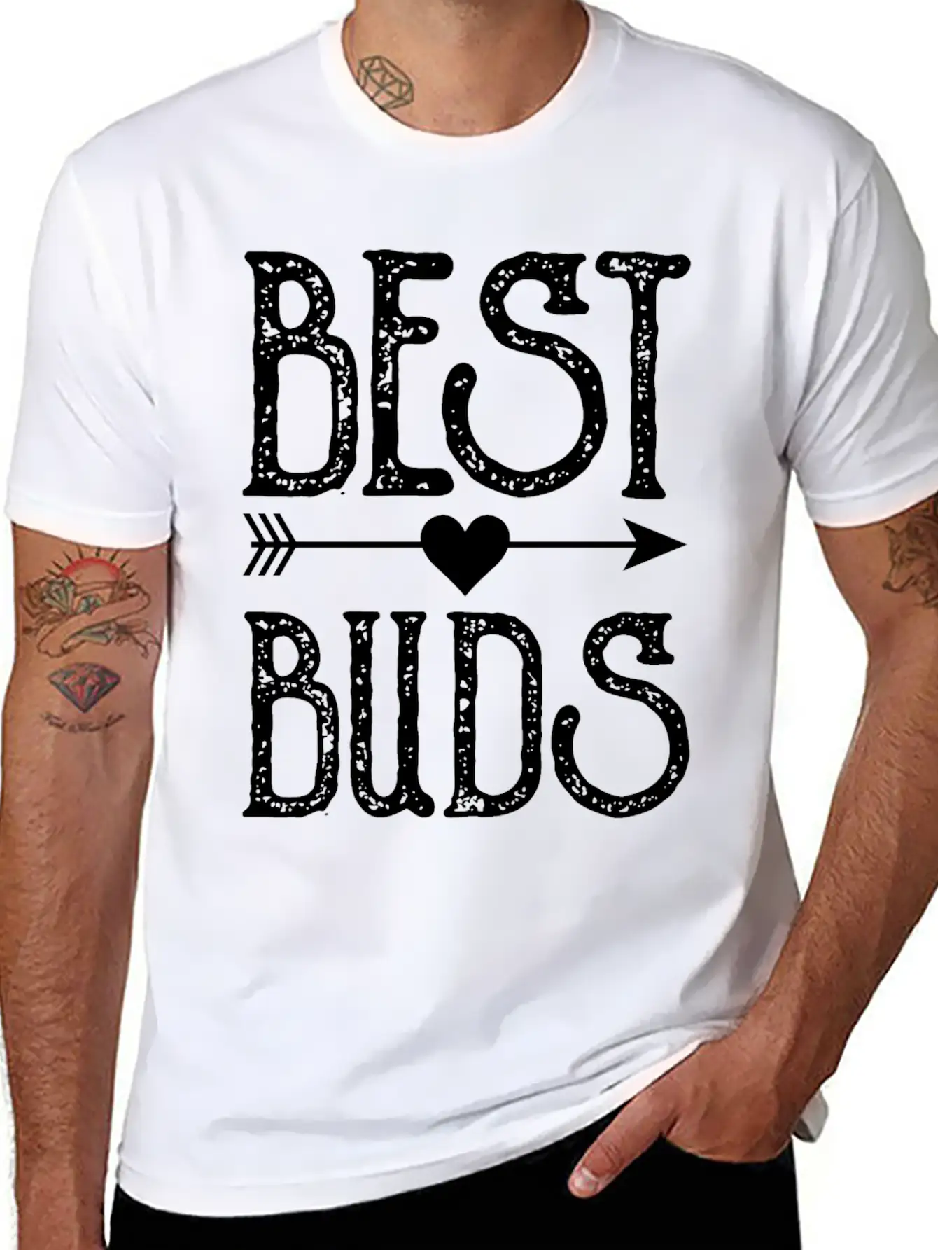Best Buds Best Friends Matching BFF Friendship Men Timeless Short Sleeve Tee – Comfy And Minimalist Design