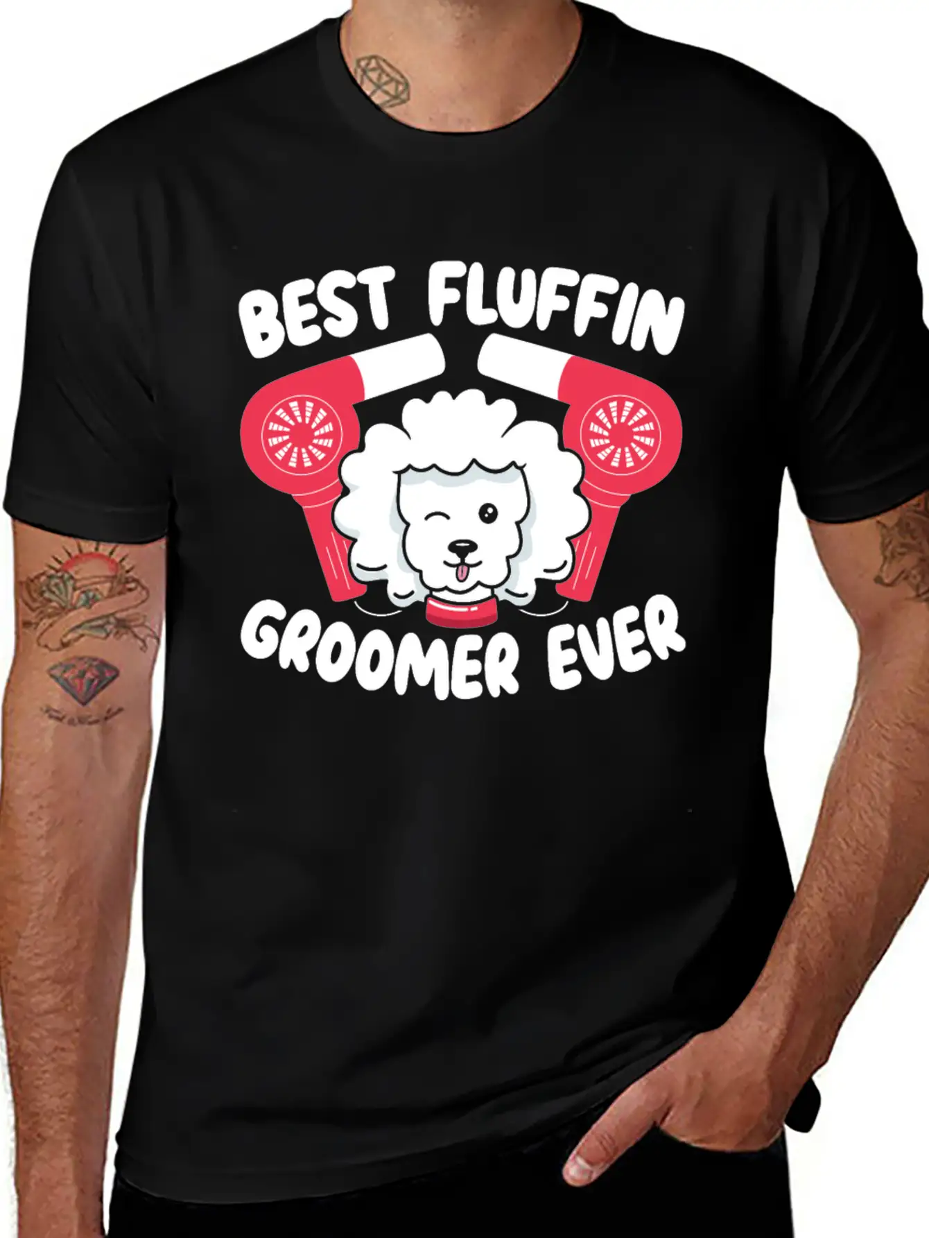 Best Fluffin Groomer Ever Dog Grooming Fur Artist Basic Graphic T-Shirt – Daily Comfort In Soft Cotton