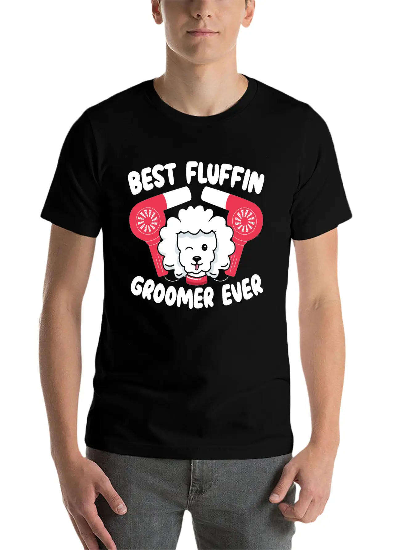 Best Fluffin Groomer Ever Dog Grooming Fur Artist Basic Graphic T-Shirt – Daily Comfort In Soft Cotton