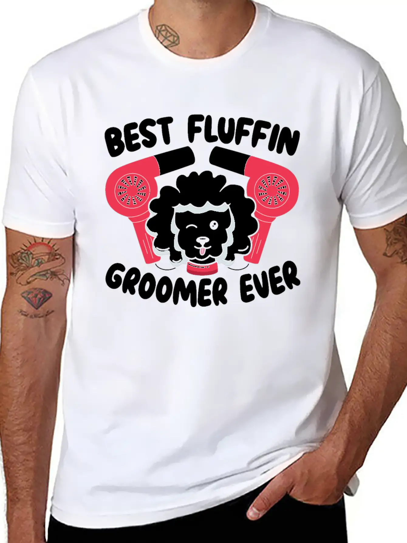 Best Fluffin Groomer Ever Dog Grooming Fur Artist Basic Graphic T-Shirt – Daily Comfort In Soft Cotton
