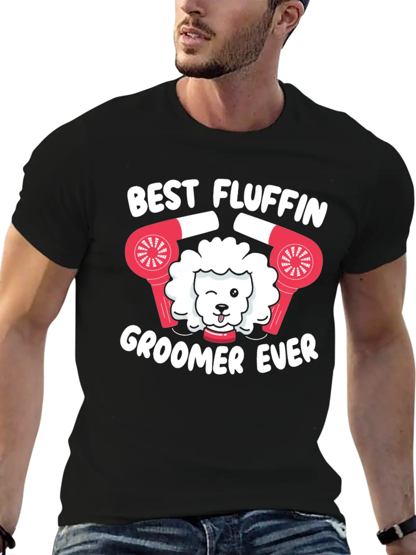 Best Fluffin Groomer Ever Dog Grooming Fur Artist Basic Graphic T-Shirt – Daily Comfort In Soft Cotton