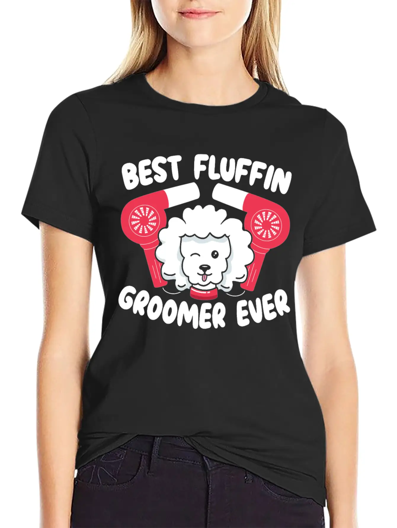 Best Fluffin Groomer Ever Dog Grooming Fur Artist Basic Graphic T-Shirt – Daily Comfort In Soft Cotton