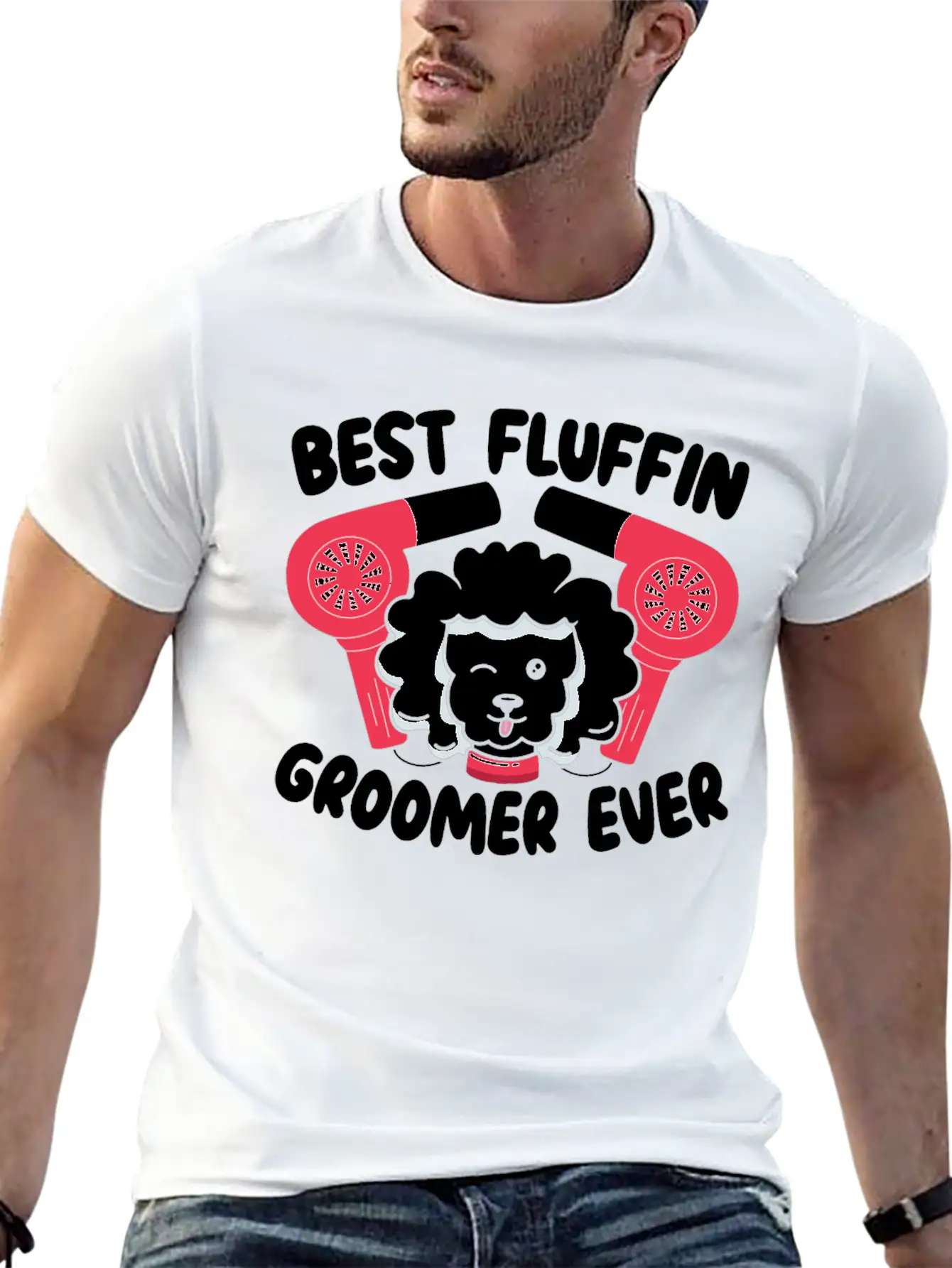 Best Fluffin Groomer Ever Dog Grooming Fur Artist Basic Graphic T-Shirt – Daily Comfort In Soft Cotton