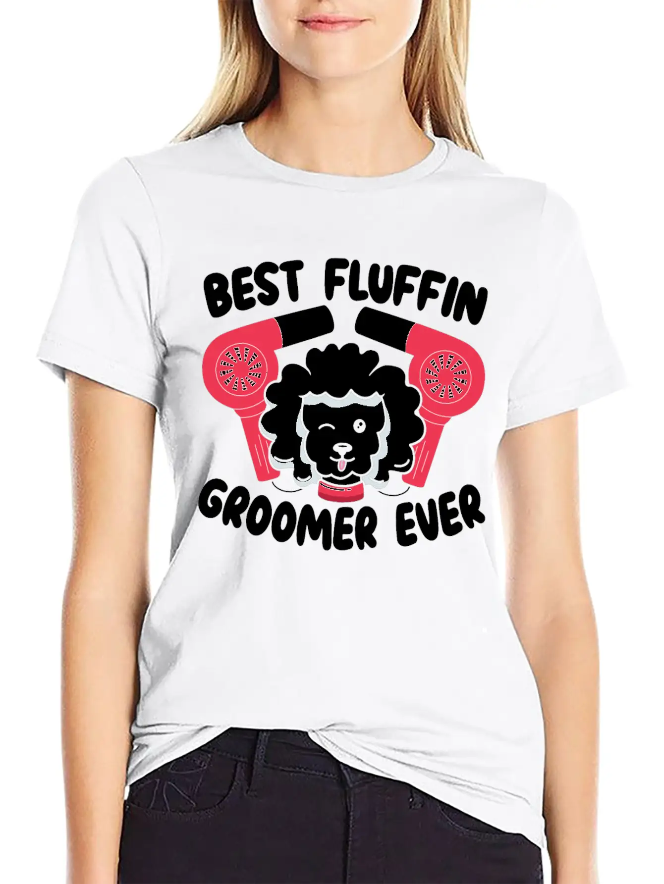 Best Fluffin Groomer Ever Dog Grooming Fur Artist Basic Graphic T-Shirt – Daily Comfort In Soft Cotton