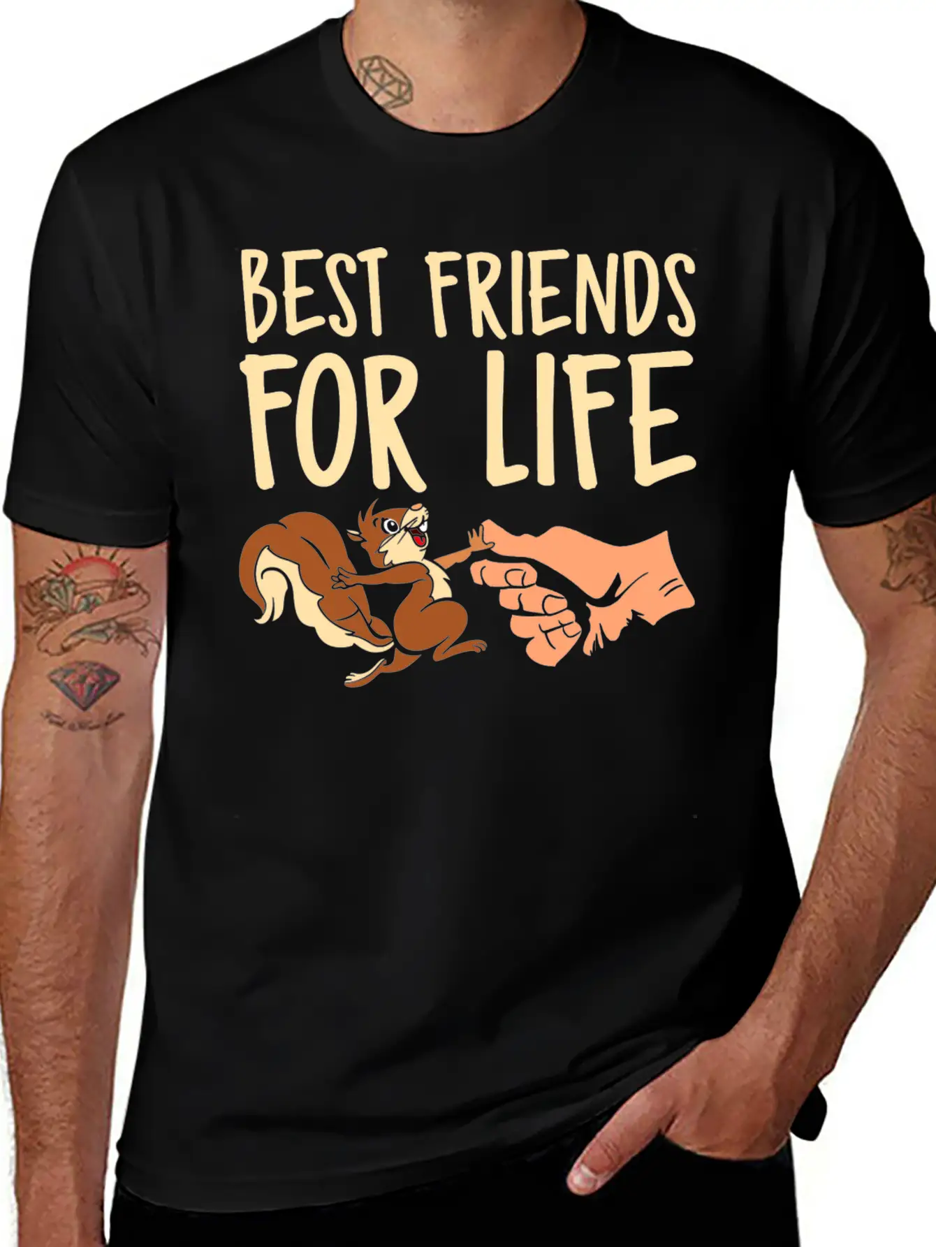 Best Friends For Life Squirrel Fist Bump Animal Basic Graphic T-Shirt – Daily Comfort In Soft Cotton